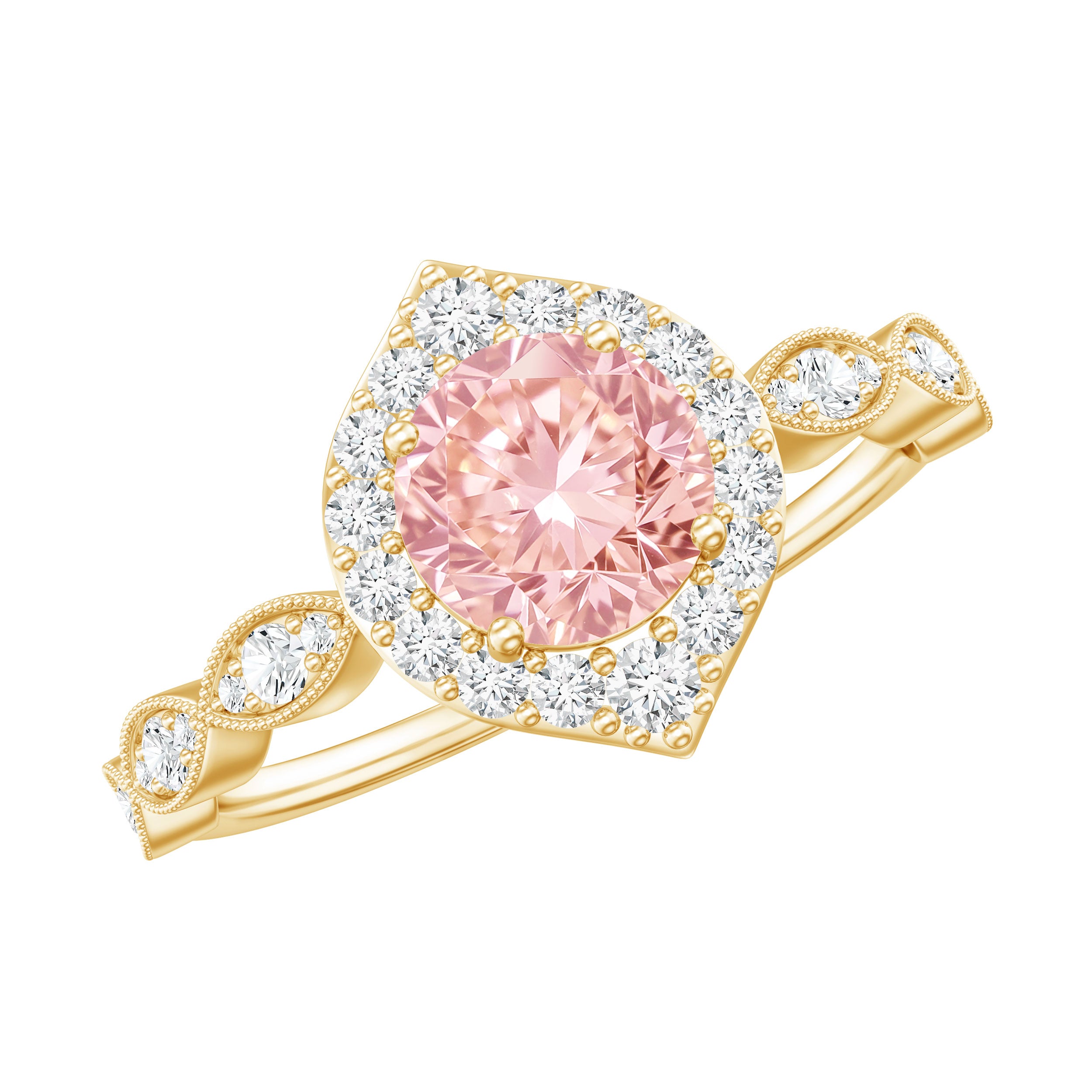IGI Certified Lab Grown Pink White Diamond Designer Engagement Ring Fancy Pink - VS1 - Rosec Jewels