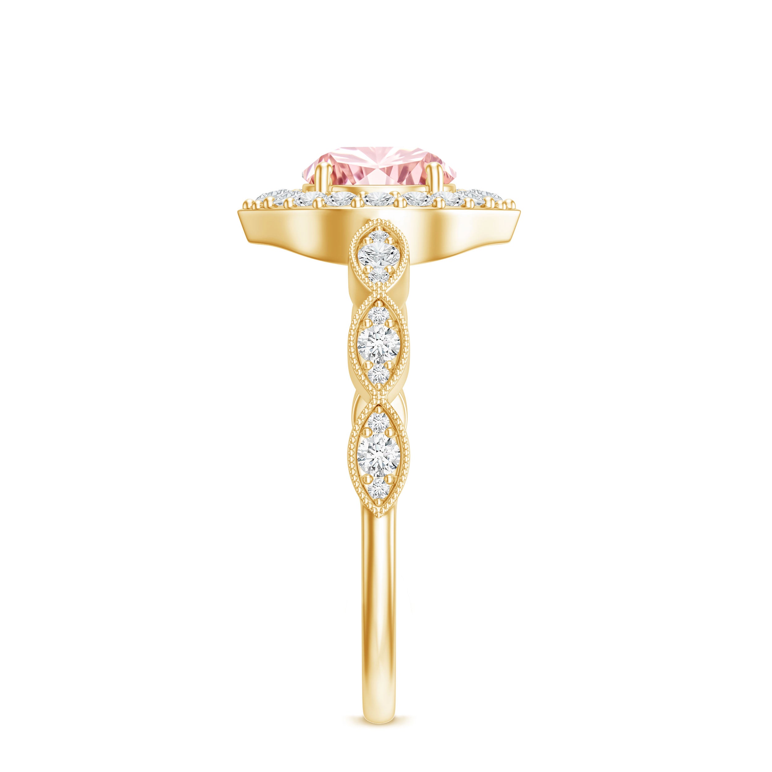 IGI Certified Lab Grown Pink White Diamond Designer Engagement Ring Fancy Pink - VS1 - Rosec Jewels