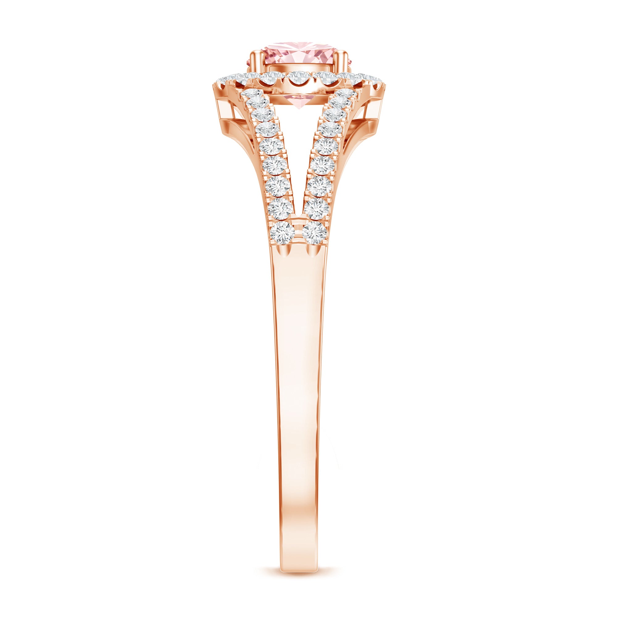 IGI Certified 1 CT Pink Lab Grown Diamond Halo Engagement Ring E-VS1 - Rosec Jewels