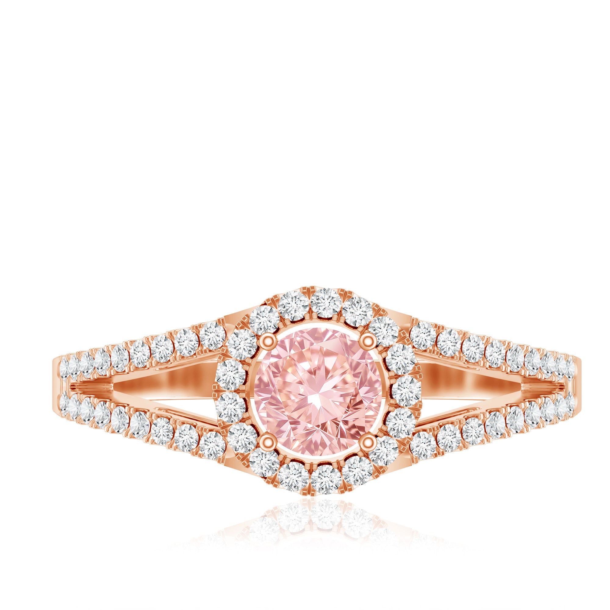IGI Certified 1 CT Pink Lab Grown Diamond Halo Engagement Ring Fancy Pink - VS1 - Rosec Jewels