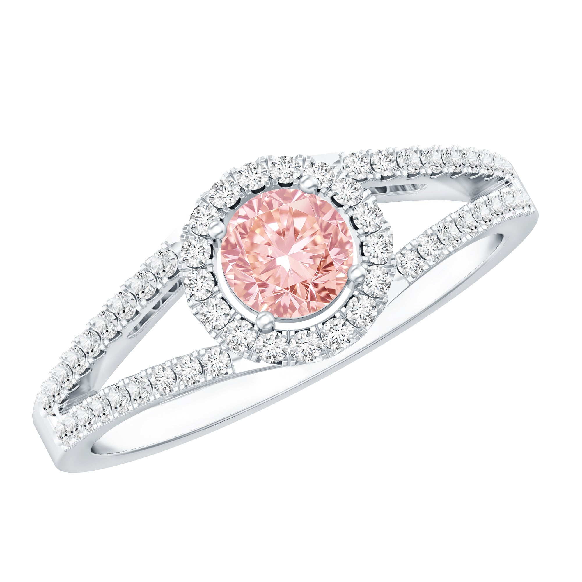 IGI Certified 1 CT Pink Lab Grown Diamond Halo Engagement Ring Fancy Pink - VS1 - Rosec Jewels
