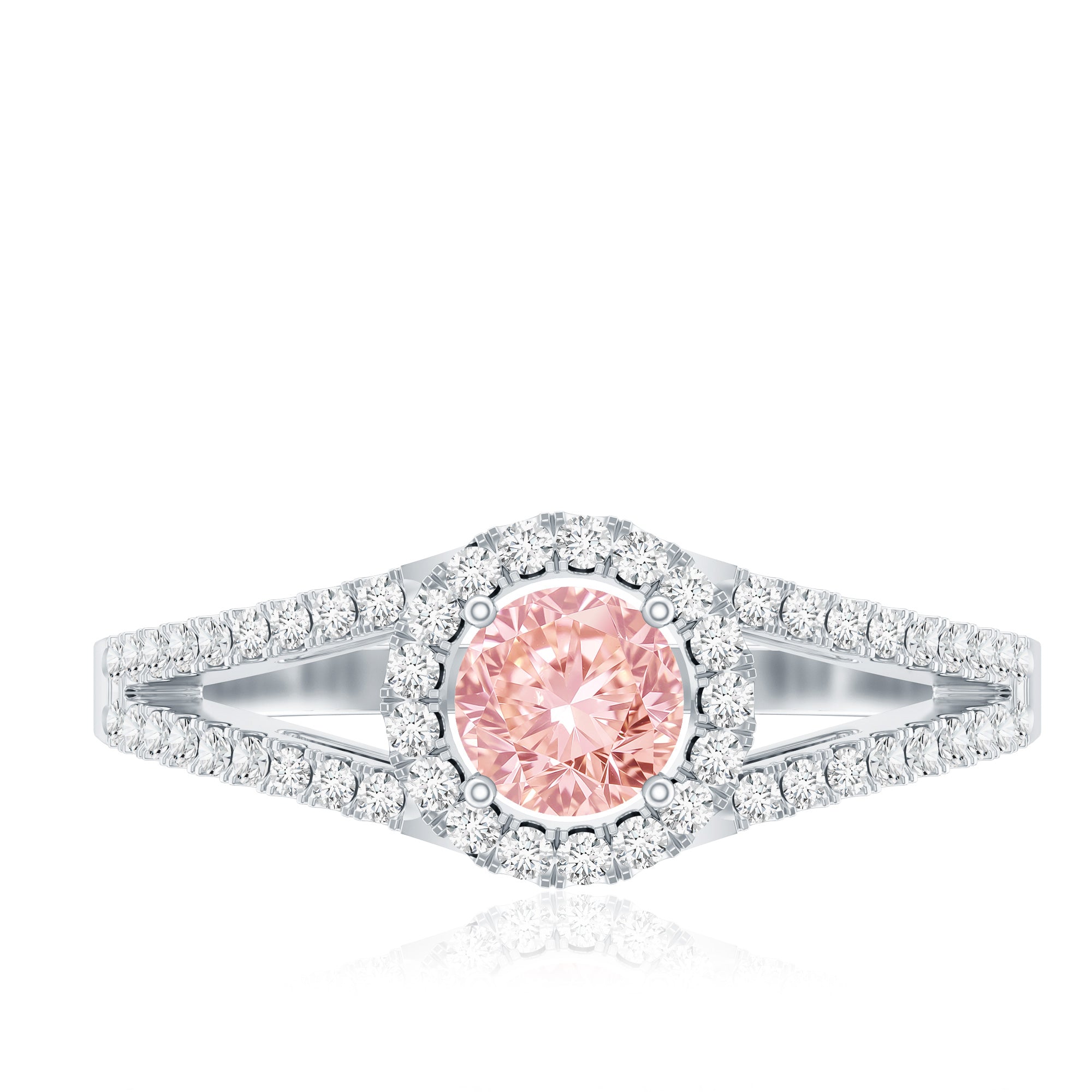 IGI Certified 1 CT Pink Lab Grown Diamond Halo Engagement Ring Fancy Pink - VS1 - Rosec Jewels