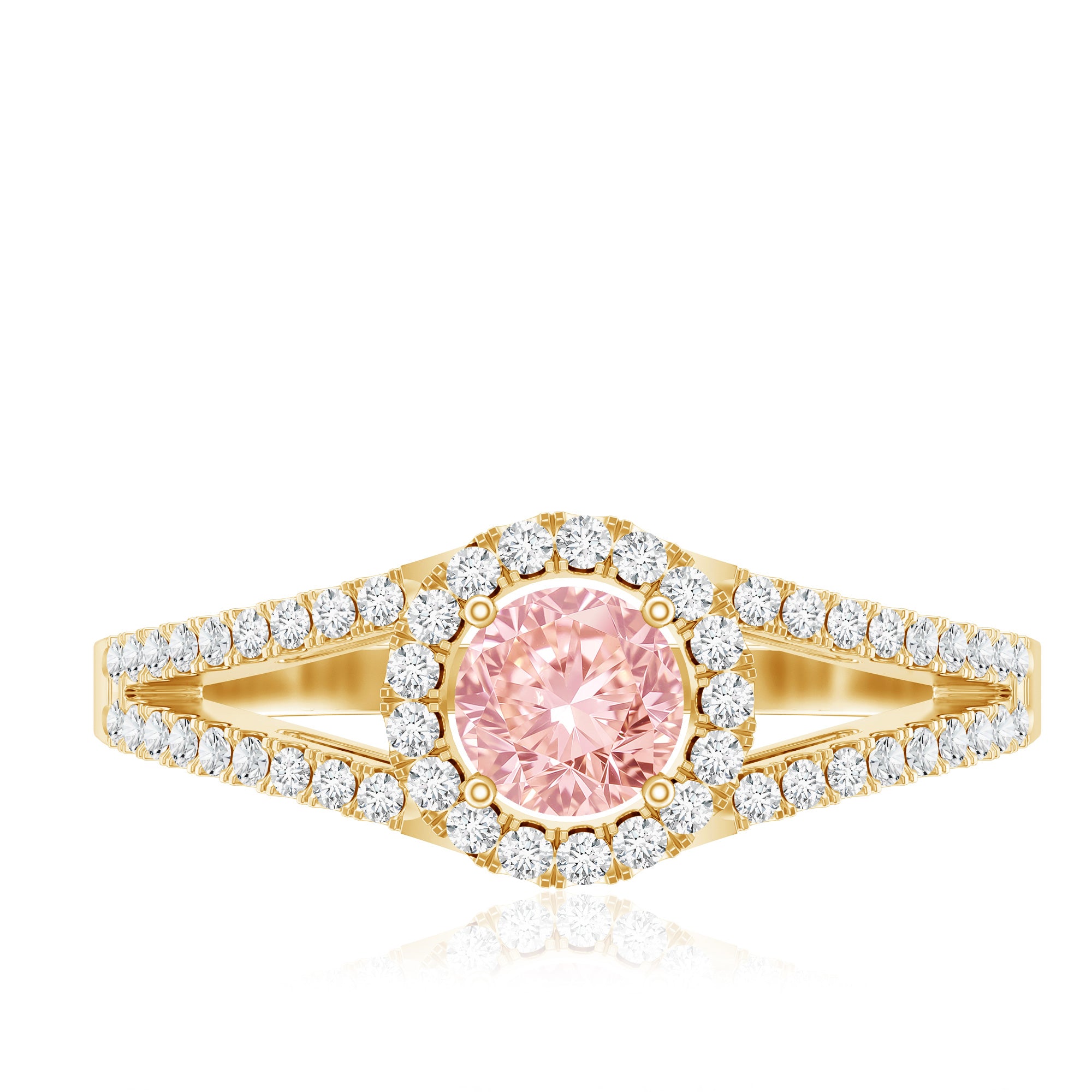 IGI Certified 1 CT Pink Lab Grown Diamond Halo Engagement Ring Fancy Pink - VS1 - Rosec Jewels