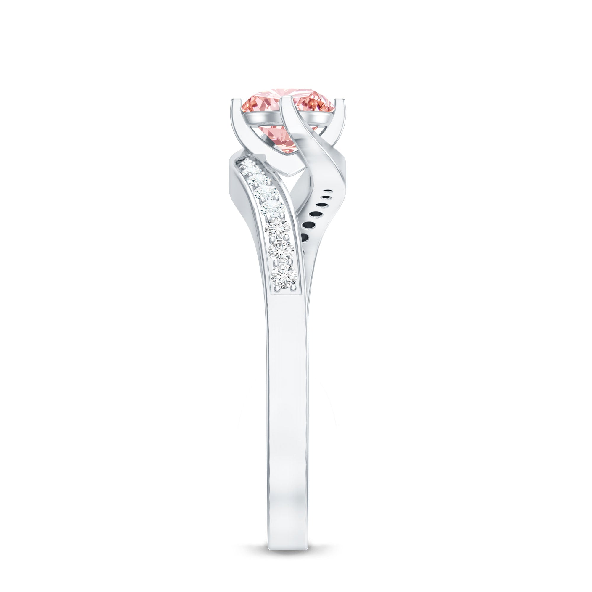 Lab Grown Pink Diamond Bypass Engagement Ring with IGI Certificate Fancy Pink - VS1 - Rosec Jewels