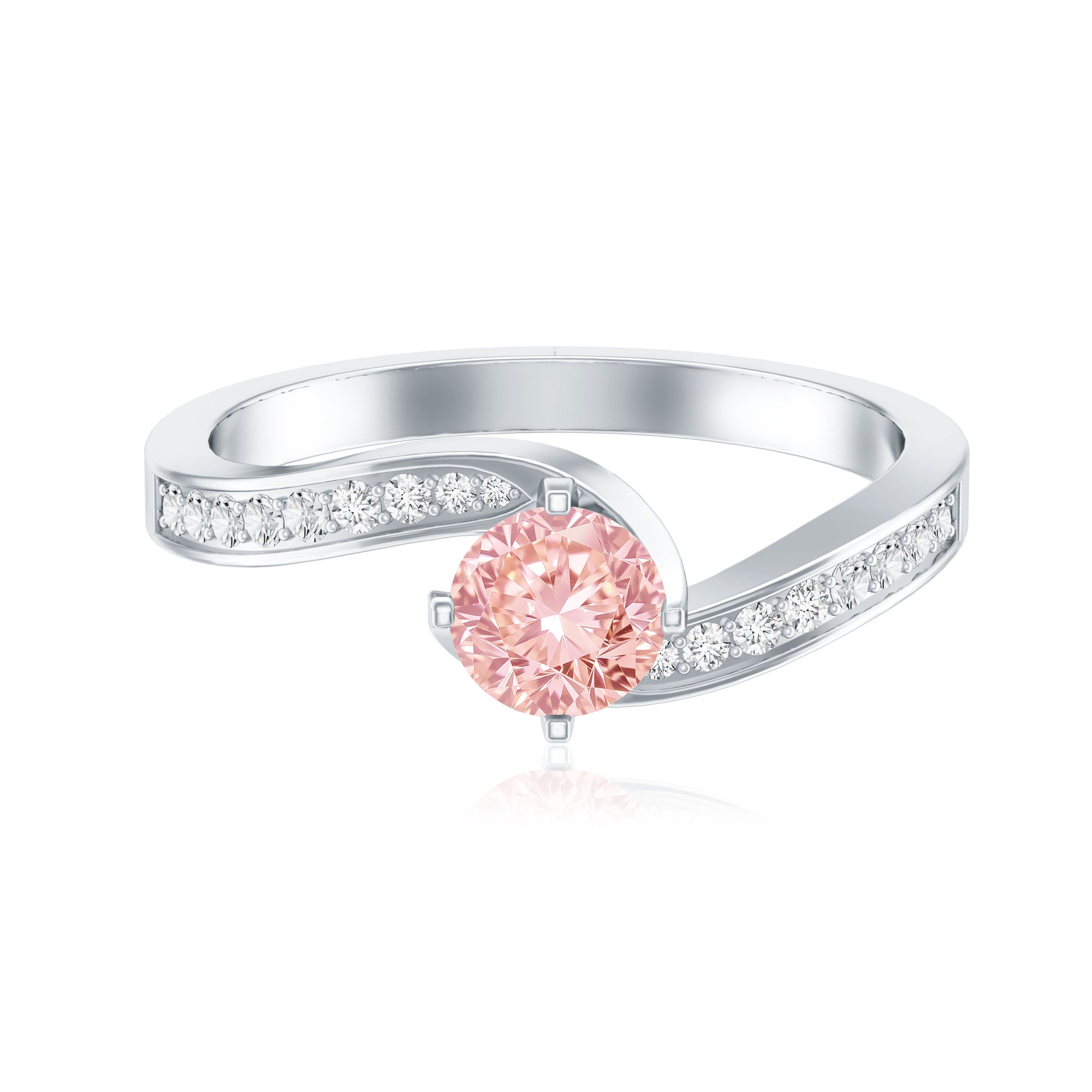 Lab Grown Pink Diamond Bypass Engagement Ring with IGI Certificate Fancy Pink - VS1 - Rosec Jewels