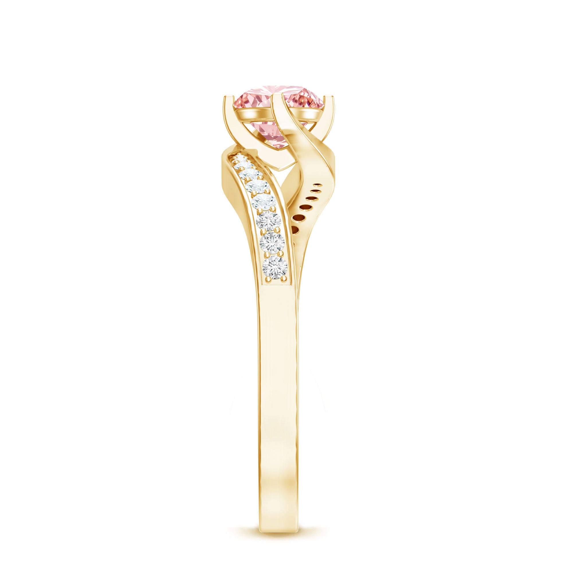 Lab Grown Pink Diamond Bypass Engagement Ring with IGI Certificate Fancy Pink - VS1 - Rosec Jewels