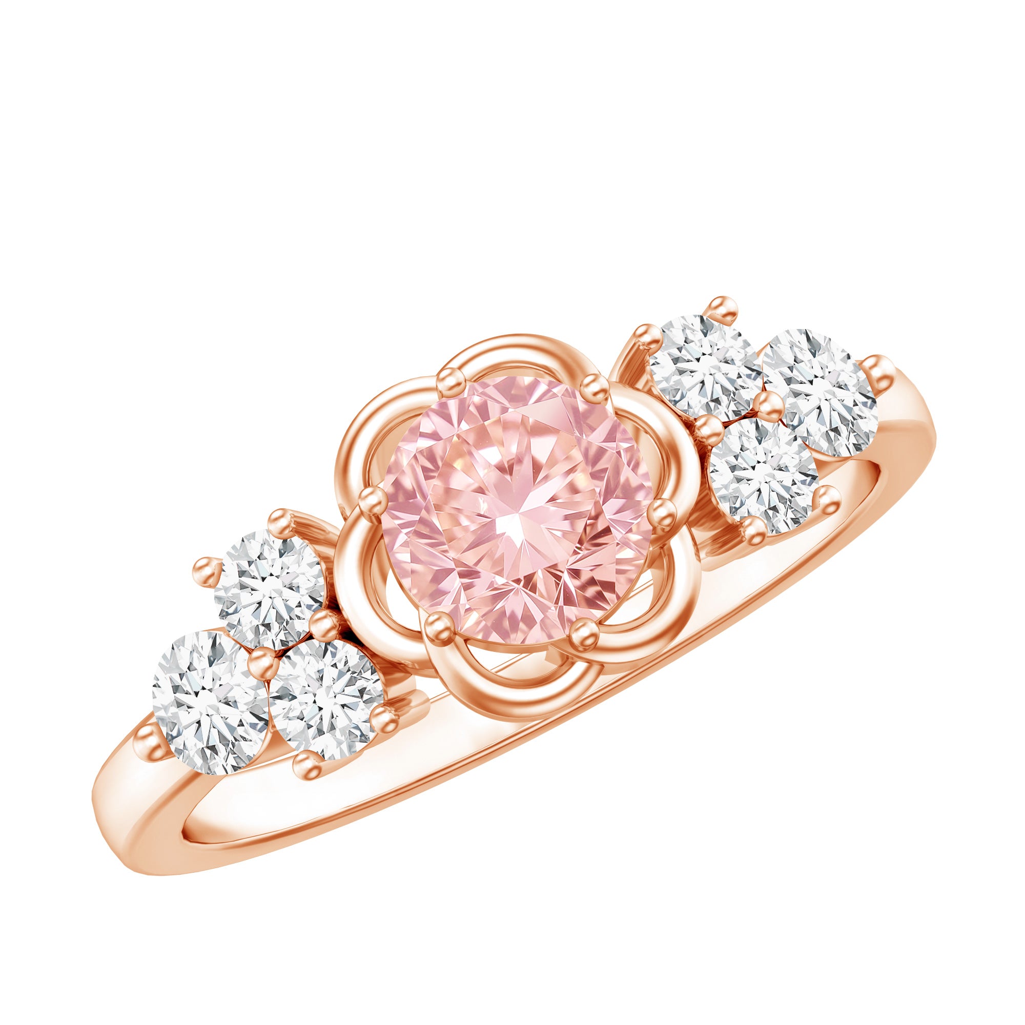 Nature Inspired Lab Grown Pink Diamond Flower Engagement Ring with IGI Certificate Fancy Pink - VS1 - Rosec Jewels