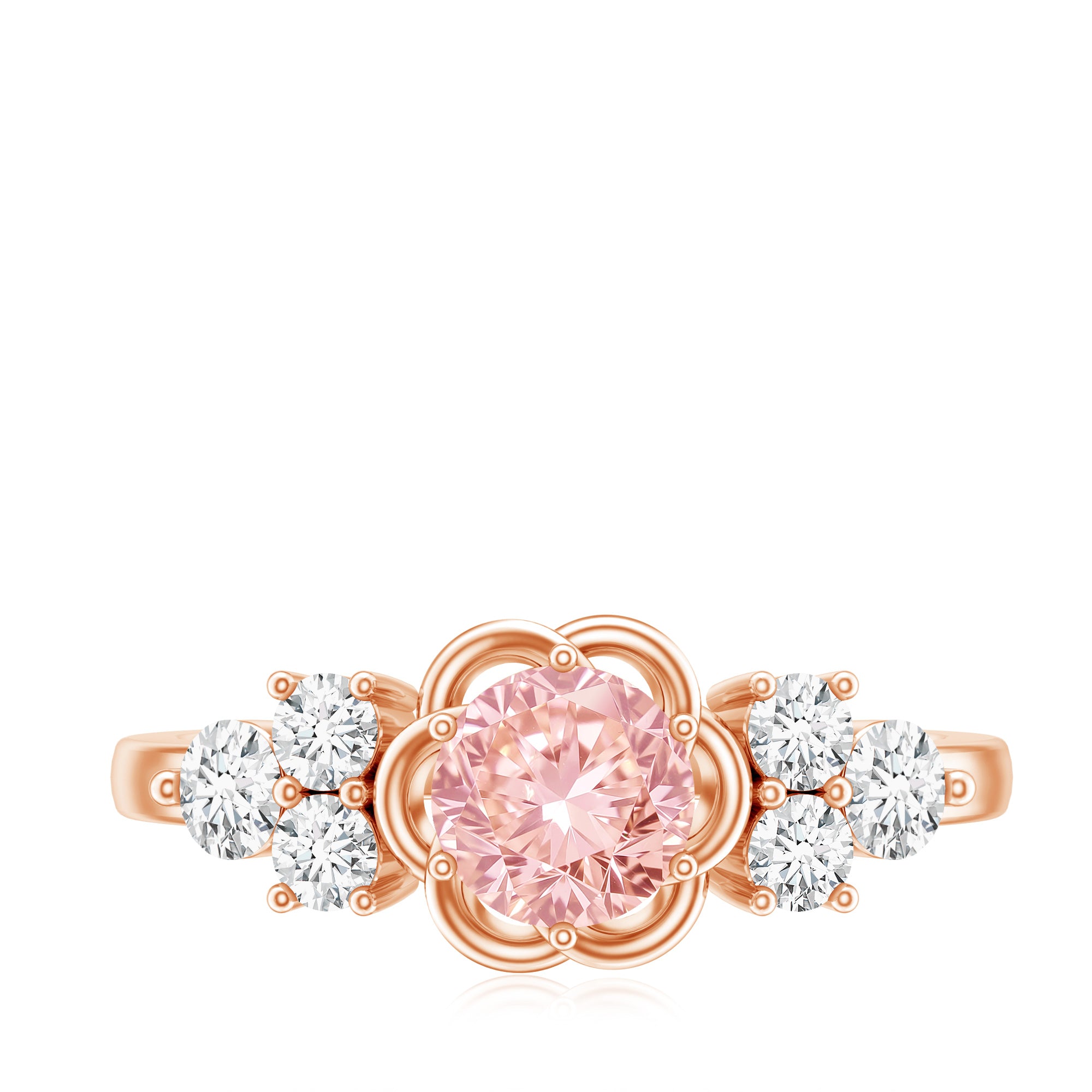 Nature Inspired Lab Grown Pink Diamond Flower Engagement Ring with IGI Certificate Fancy Pink - VS1 - Rosec Jewels