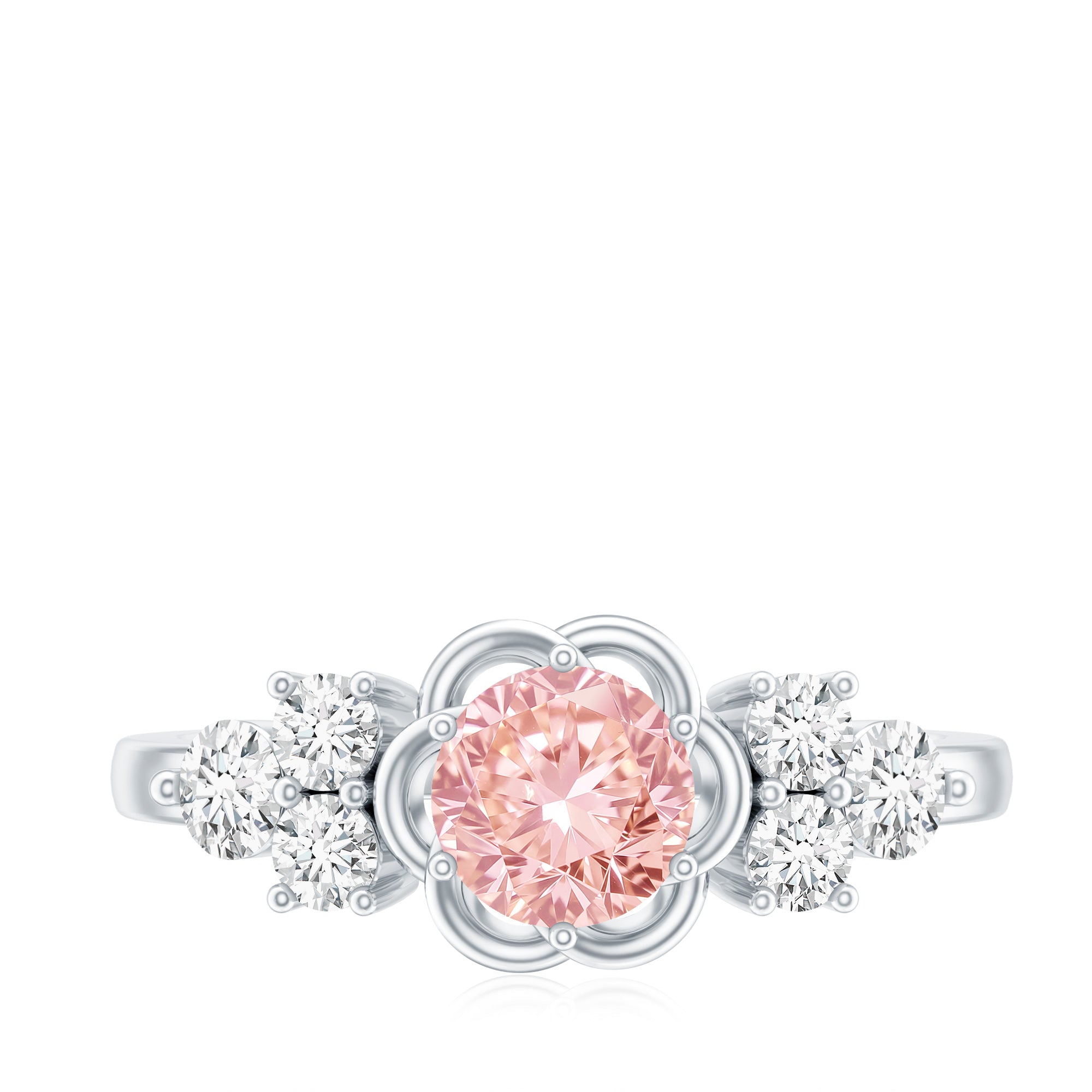 Nature Inspired Lab Grown Pink Diamond Flower Engagement Ring with IGI Certificate Fancy Pink - VS1 - Rosec Jewels