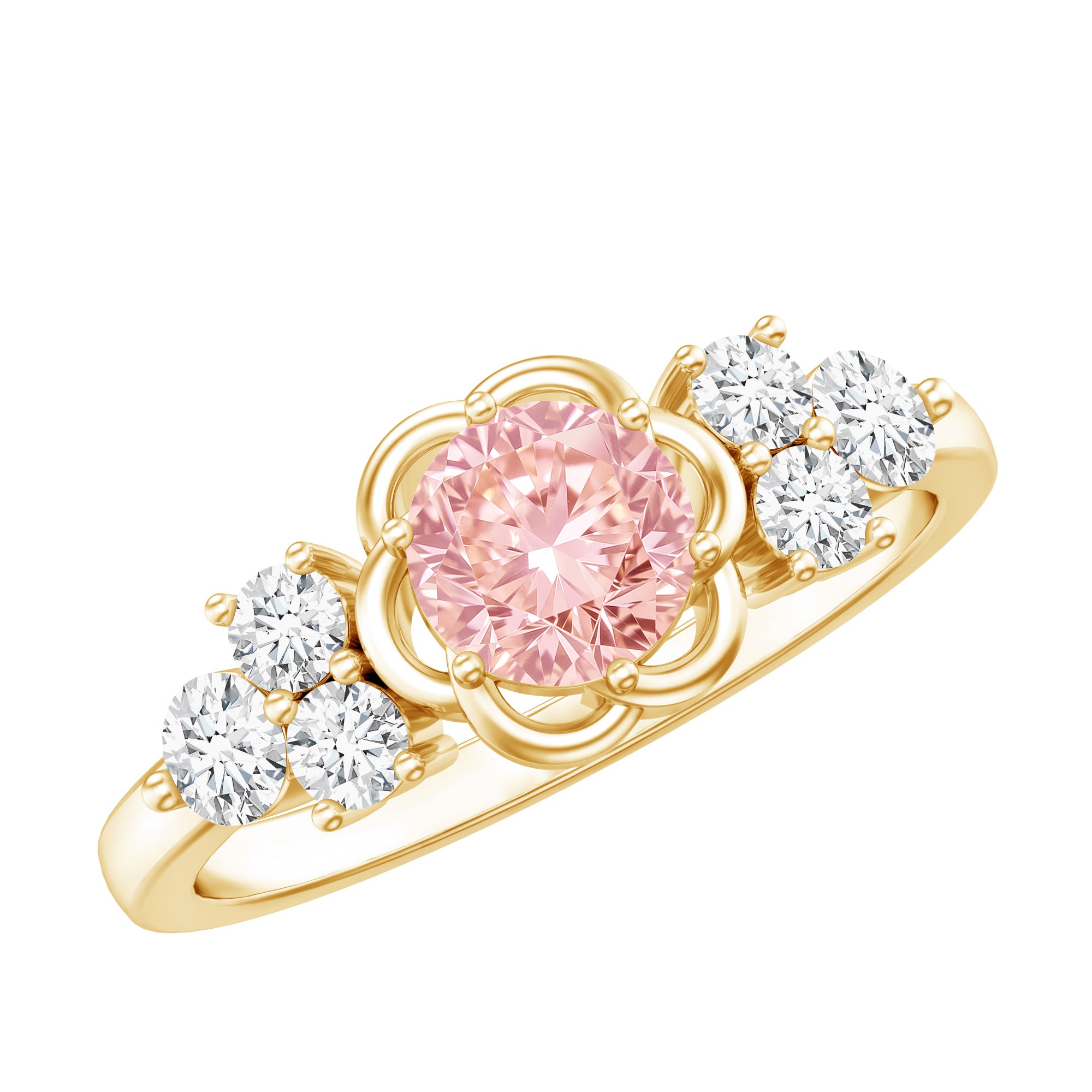 Nature Inspired Lab Grown Pink Diamond Flower Engagement Ring with IGI Certificate Fancy Pink - VS1 - Rosec Jewels