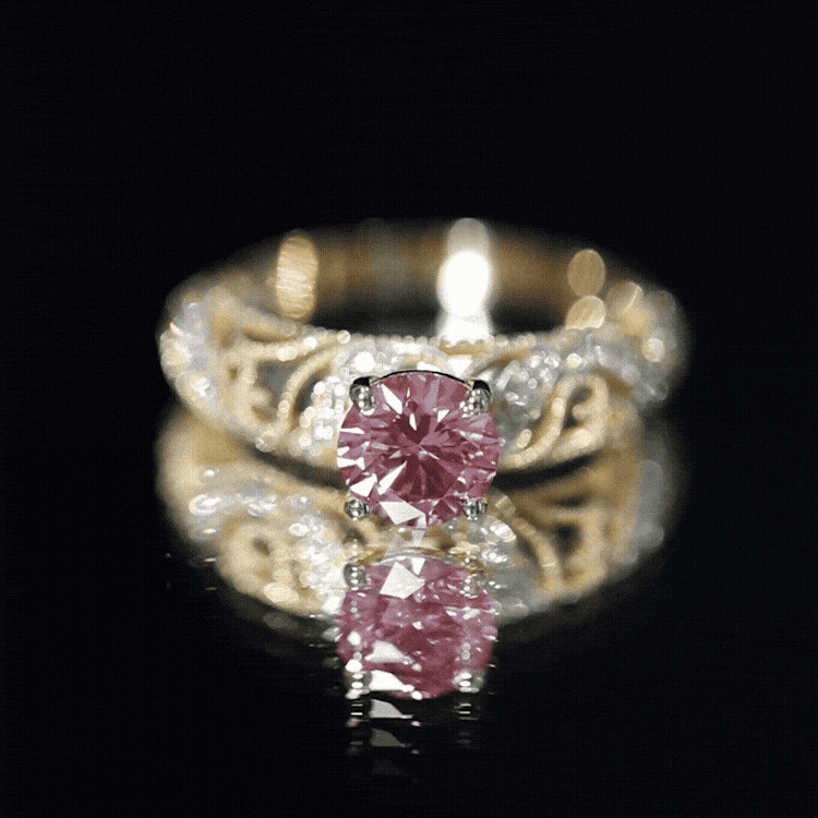 Lab Grown Pink Diamond Vintage Inspired Engagement Ring IGI Certified Fancy Pink - VS1 - Rosec Jewels