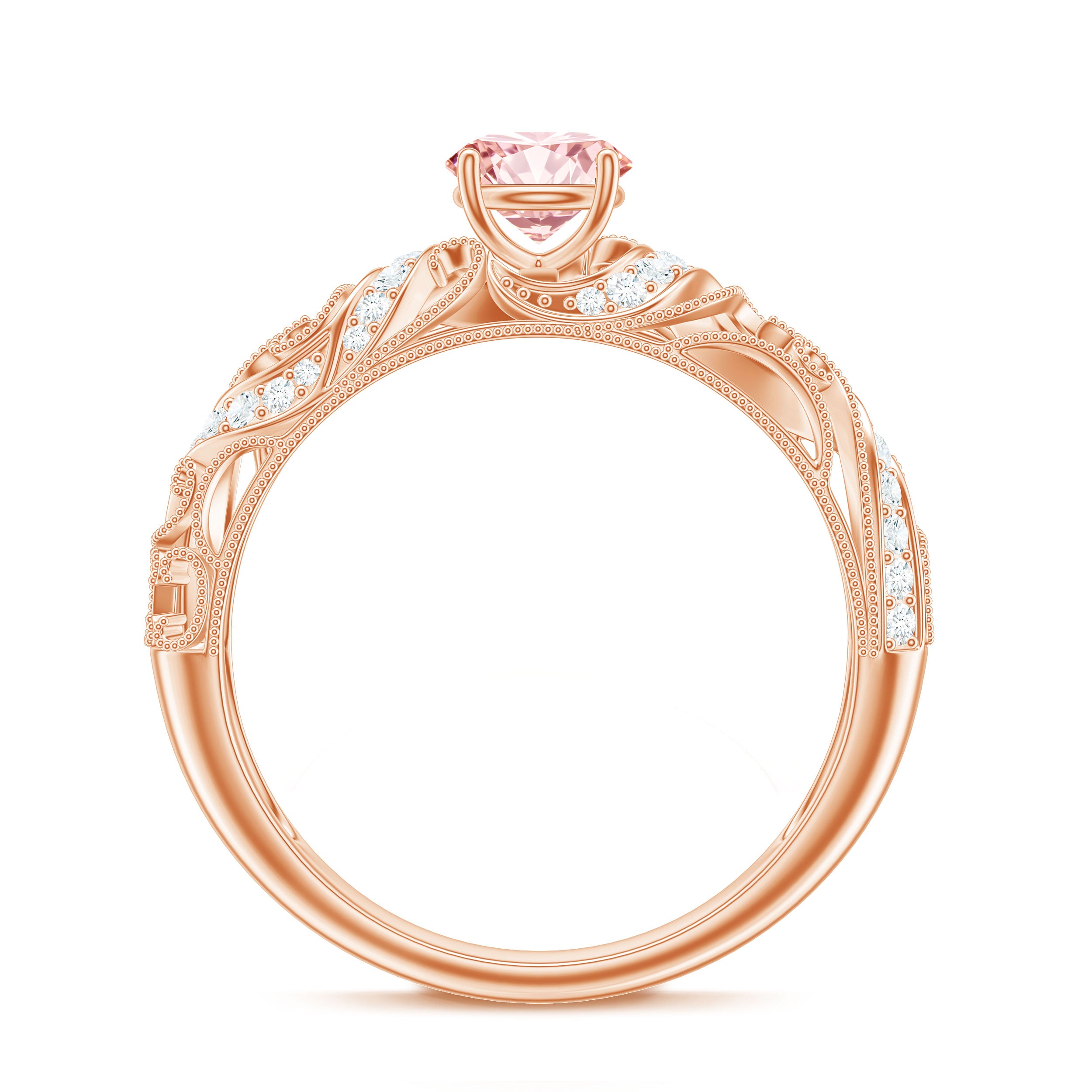 Lab Grown Pink Diamond Vintage Inspired Engagement Ring IGI Certified E-VS1 - Rosec Jewels