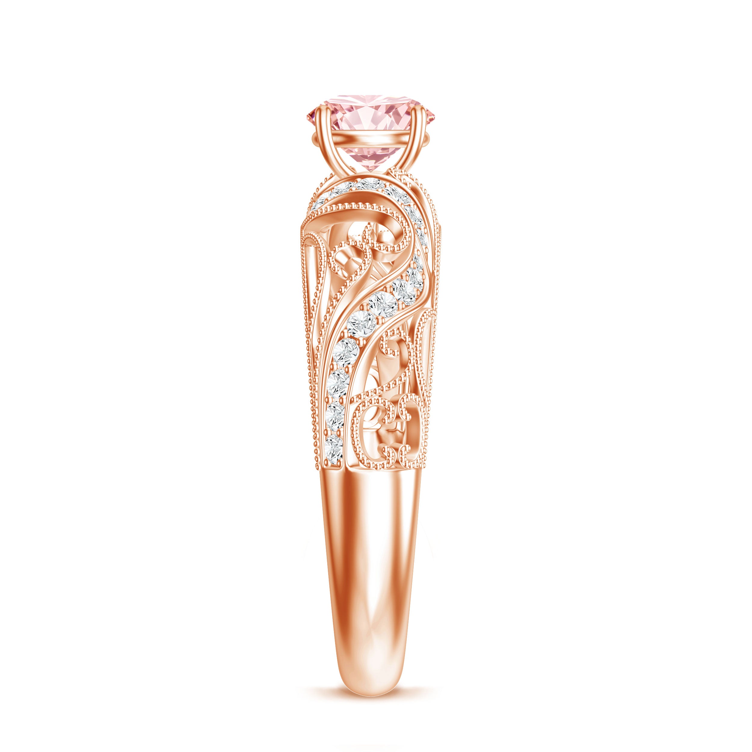 Lab Grown Pink Diamond Vintage Inspired Engagement Ring IGI Certified E-VS1 - Rosec Jewels