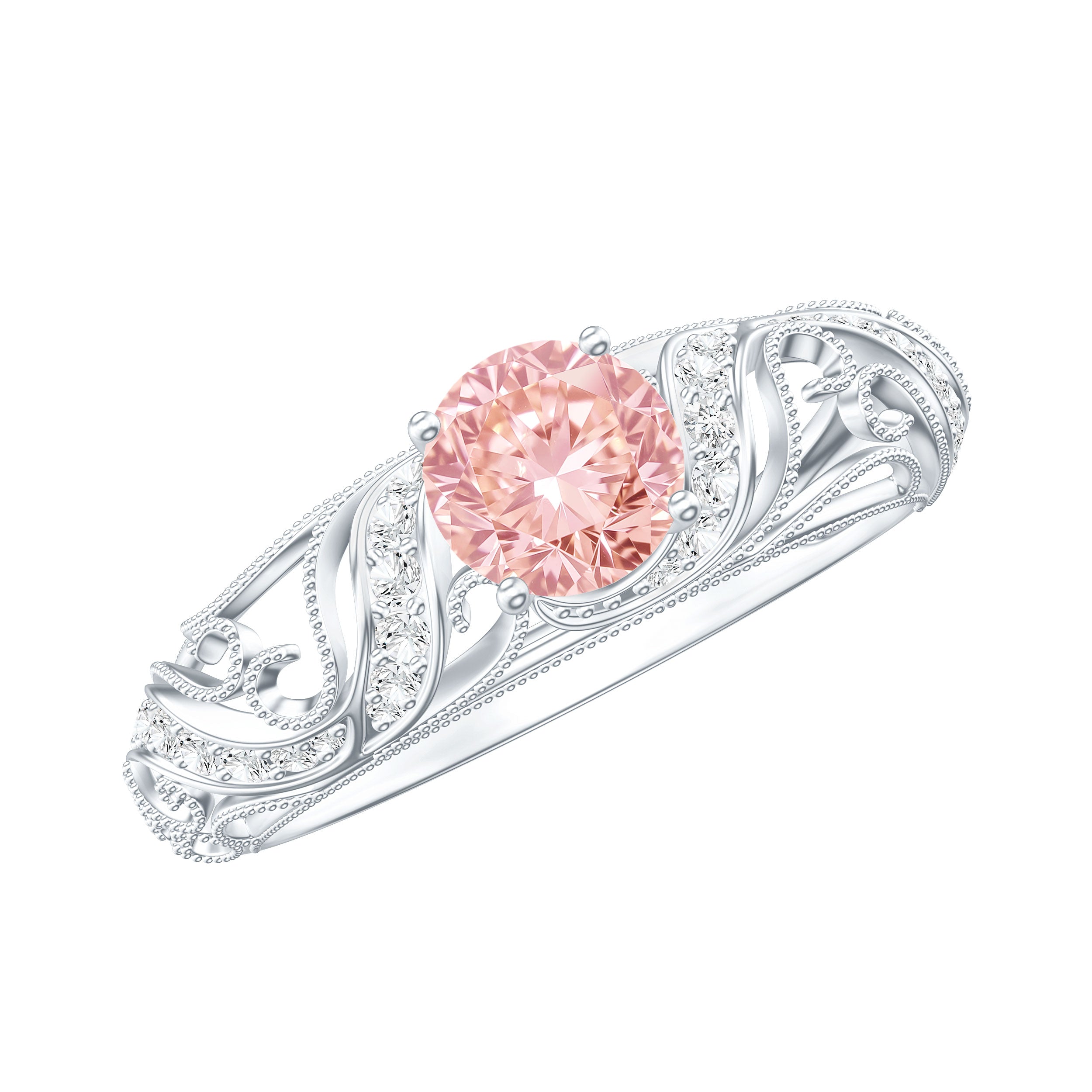 Lab Grown Pink Diamond Vintage Inspired Engagement Ring IGI Certified E-VS1 - Rosec Jewels