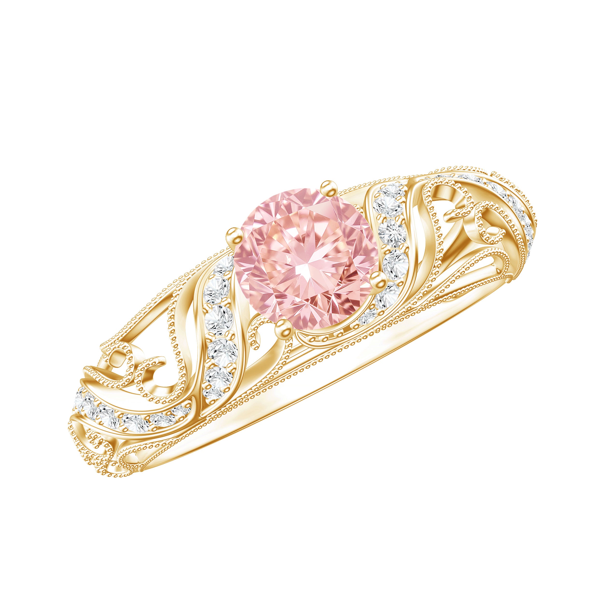 Lab Grown Pink Diamond Vintage Inspired Engagement Ring IGI Certified E-VS1 - Rosec Jewels