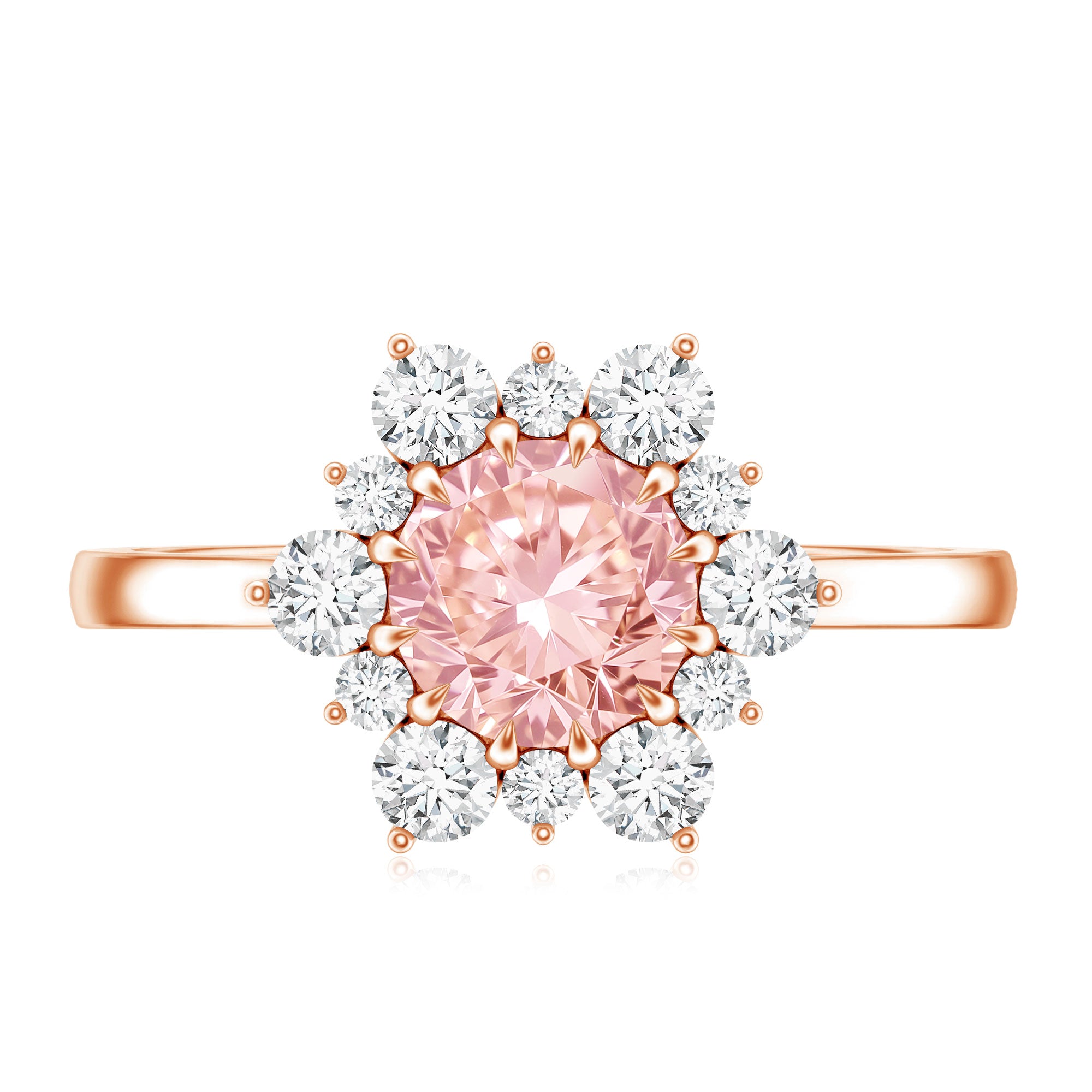 Rosec Jewels-1 CT Lab Grown Pink and White Diamond Halo Engagement Ring