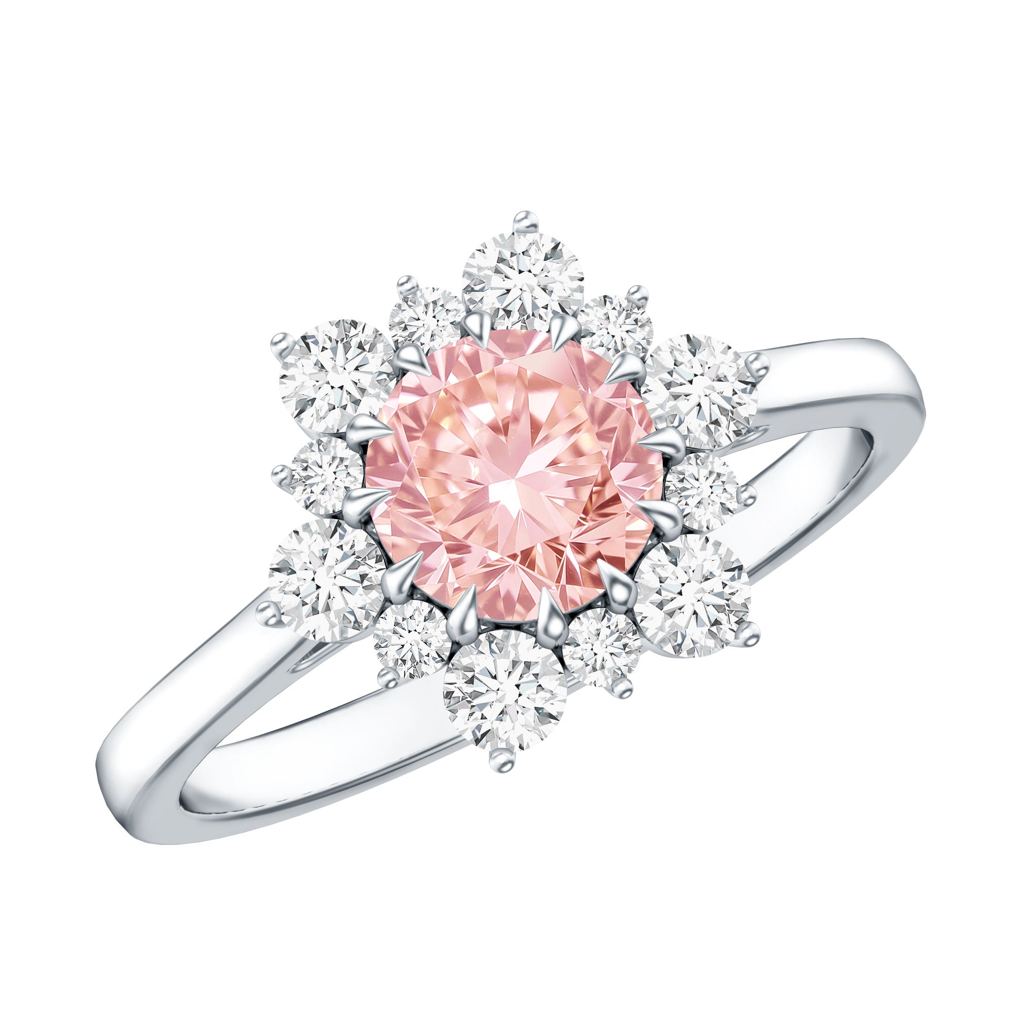 IGI Certified 1 CT Lab Grown Pink and White Diamond Halo Engagement Ring E-VS1 - Rosec Jewels