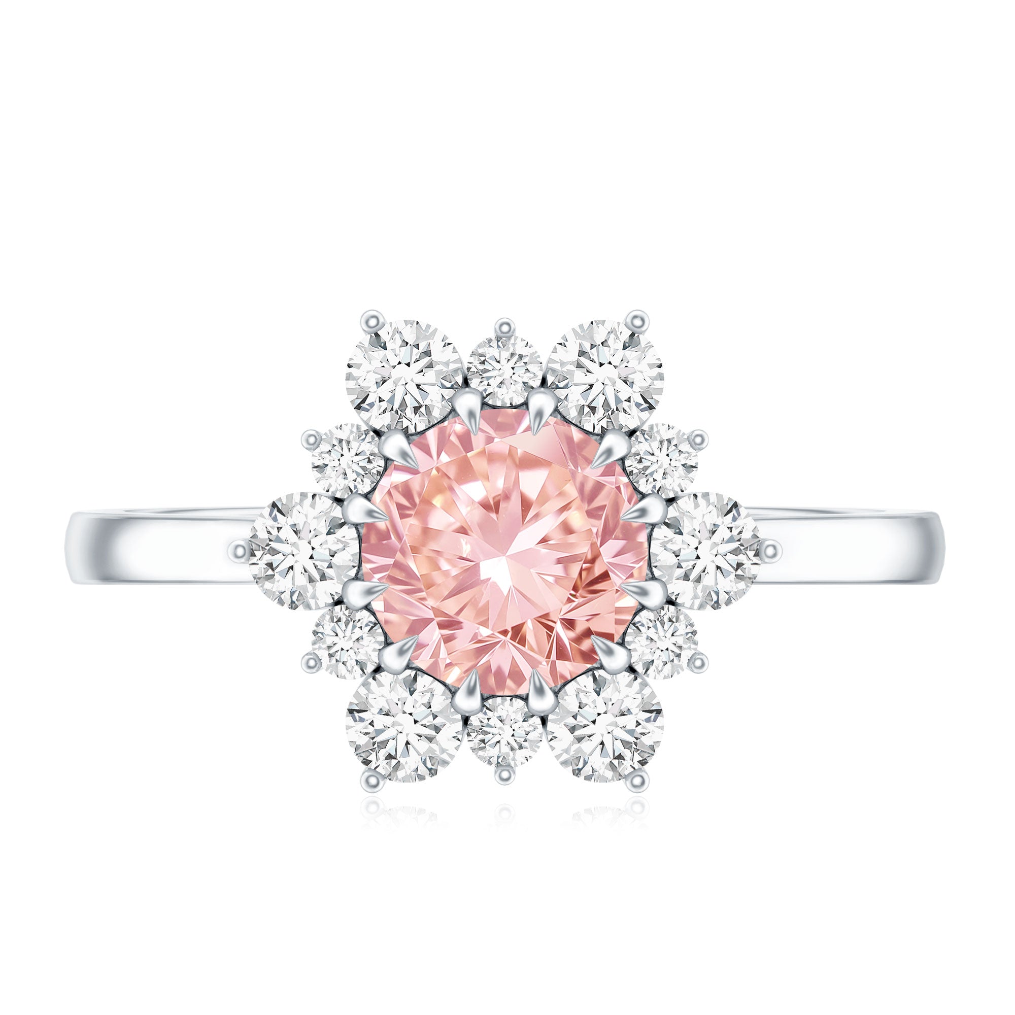 Rosec Jewels-1 CT Lab Grown Pink and White Diamond Halo Engagement Ring