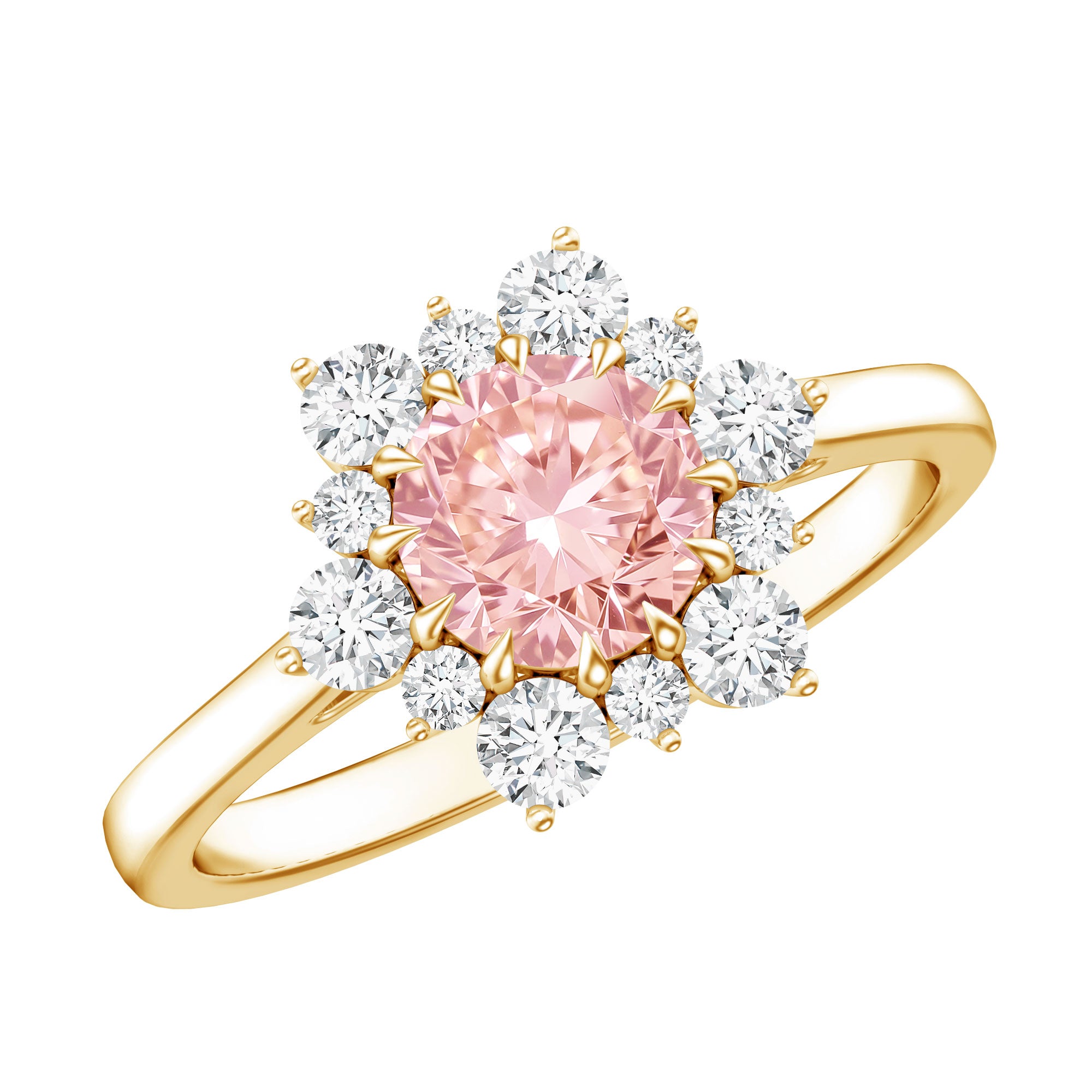 IGI Certified 1 CT Lab Grown Pink and White Diamond Halo Engagement Ring Fancy Pink - VS1 - Rosec Jewels