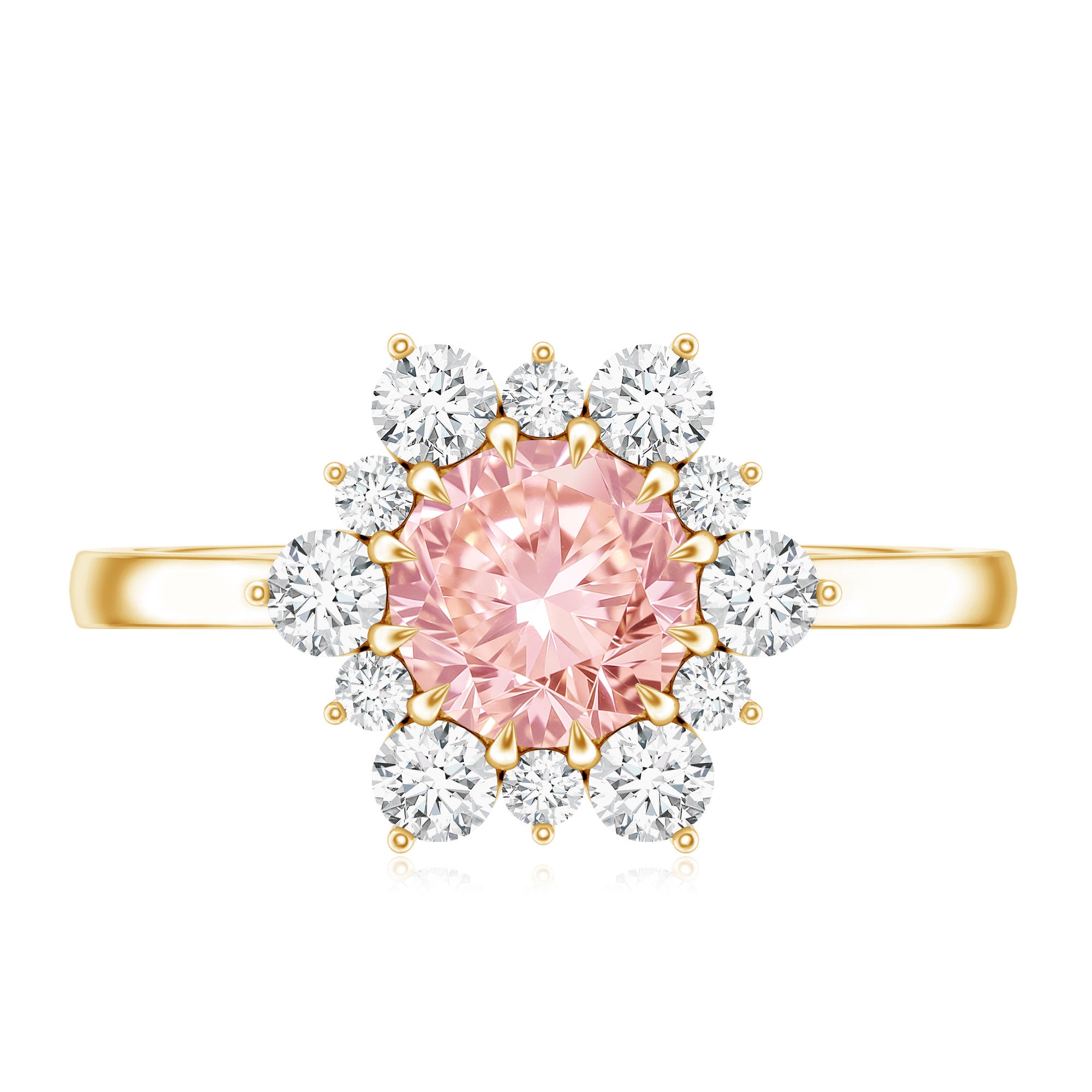 Rosec Jewels-1 CT Lab Grown Pink and White Diamond Halo Engagement Ring