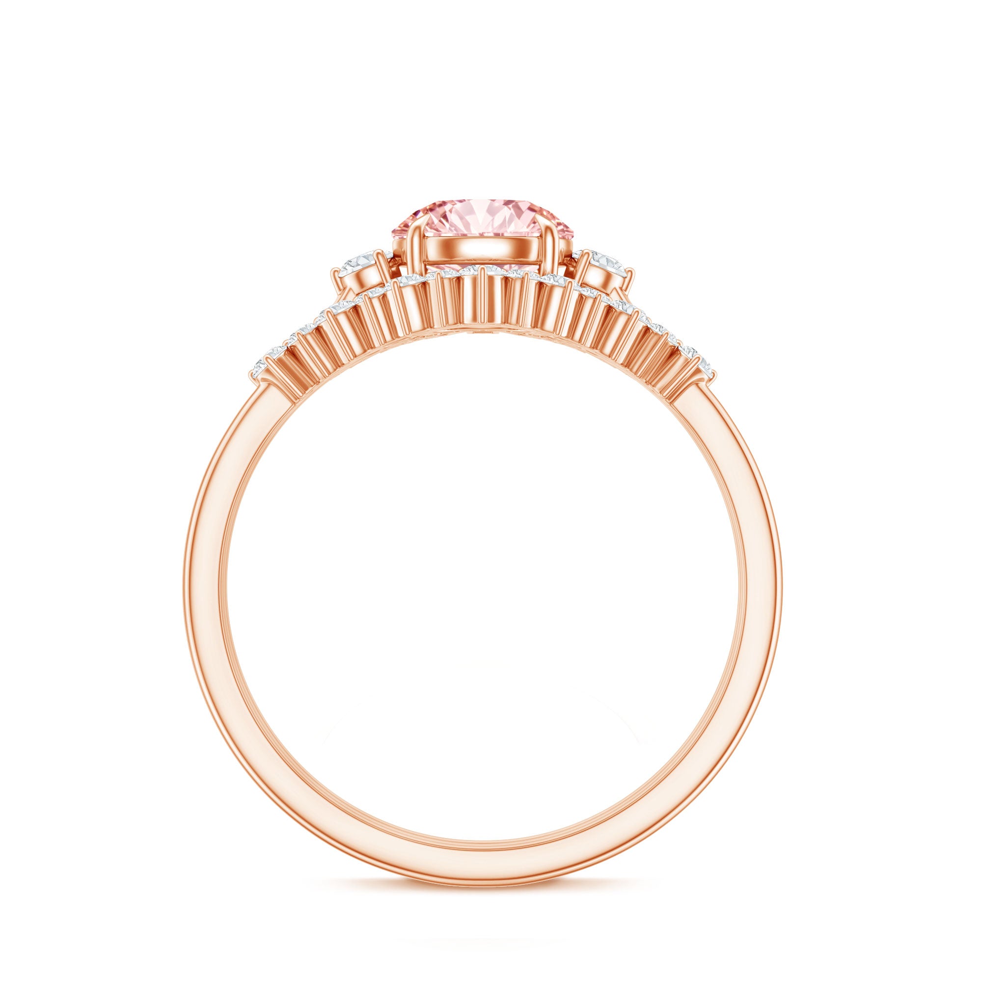 IGI Certified Lab Grown Pink White Diamond Trio Wedding Ring Set Fancy Pink - VS1 - Rosec Jewels