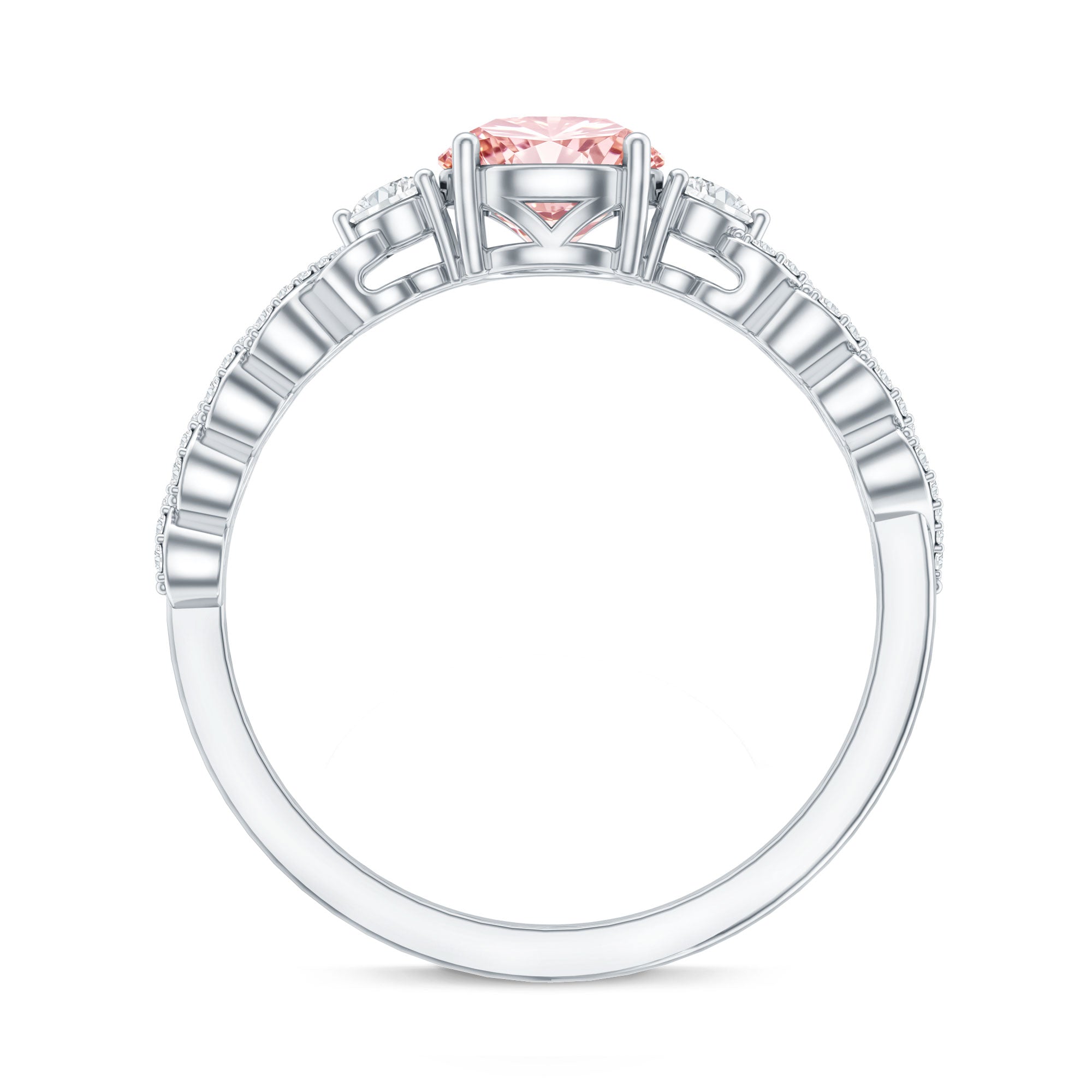 Lab Grown Fancy Pink Diamond Engagement Ring with IGI Certificate E-VS1 - Rosec Jewels