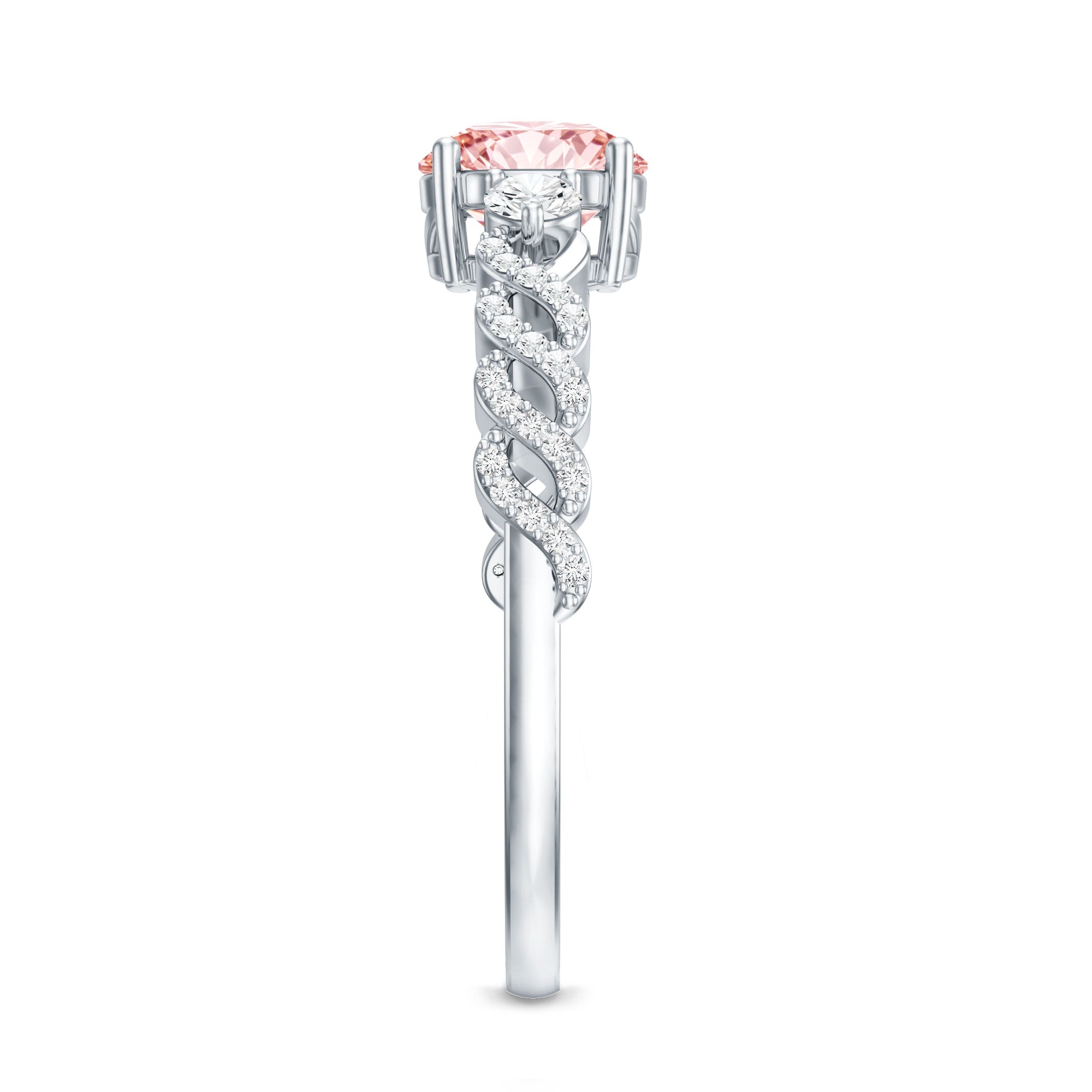 Lab Grown Fancy Pink Diamond Engagement Ring with IGI Certificate E-VS1 - Rosec Jewels