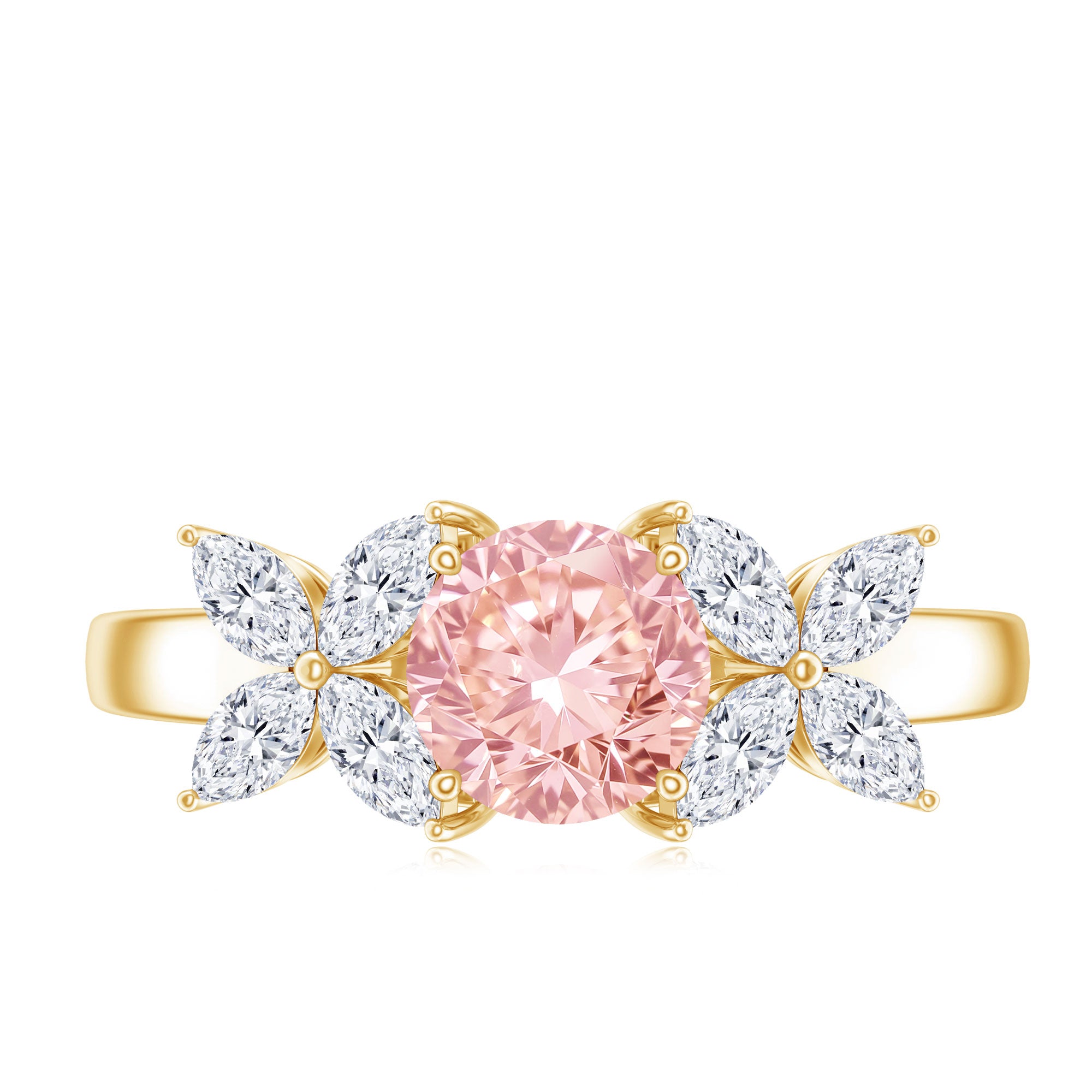 Rosec Jewels-Lab Grown Pink White Diamond Flower Engagement Ring