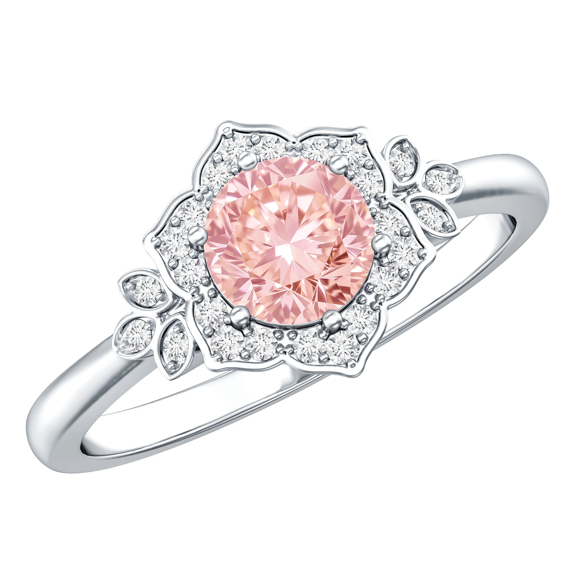 Pink and White Lab Grown Diamond Designer Engagement Ring with IGI Certificate Fancy Pink - VS1 - Rosec Jewels