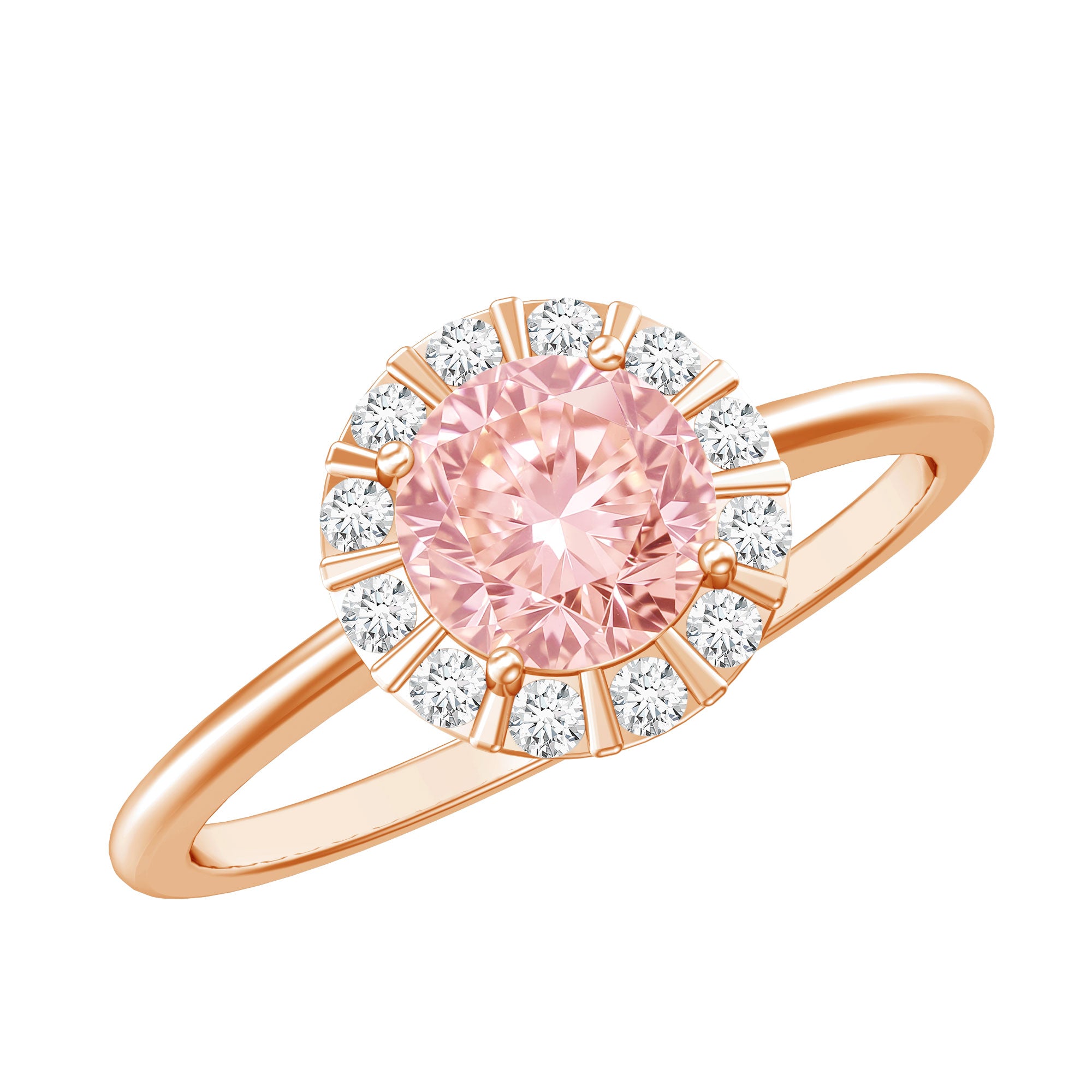 Fancy Intense Pink Lab Grown Diamond Halo Engagement Ring with IGI Certificate Fancy Pink - VS1 - Rosec Jewels