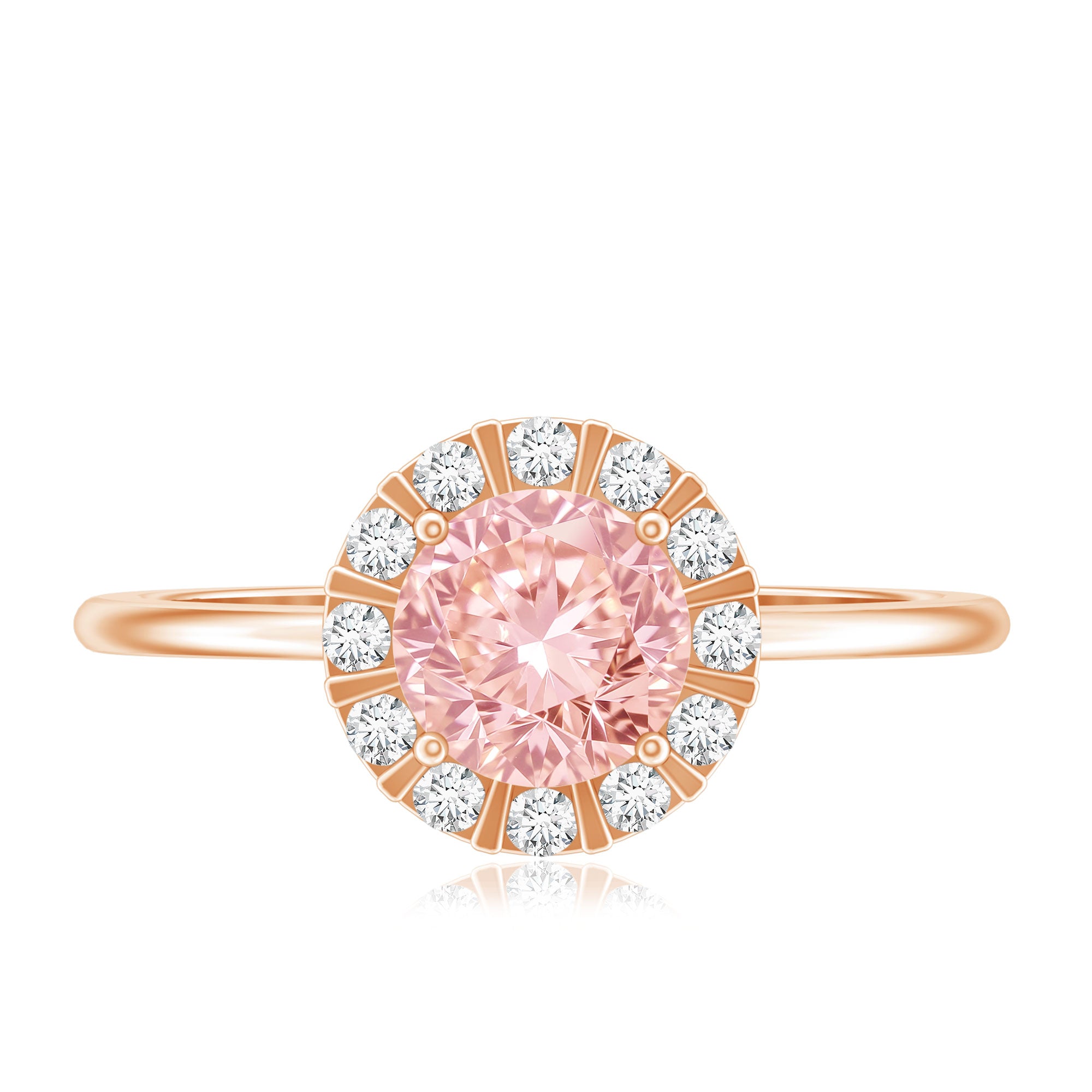Fancy Intense Pink Lab Grown Diamond Halo Engagement Ring with IGI Certificate Fancy Pink - VS1 - Rosec Jewels