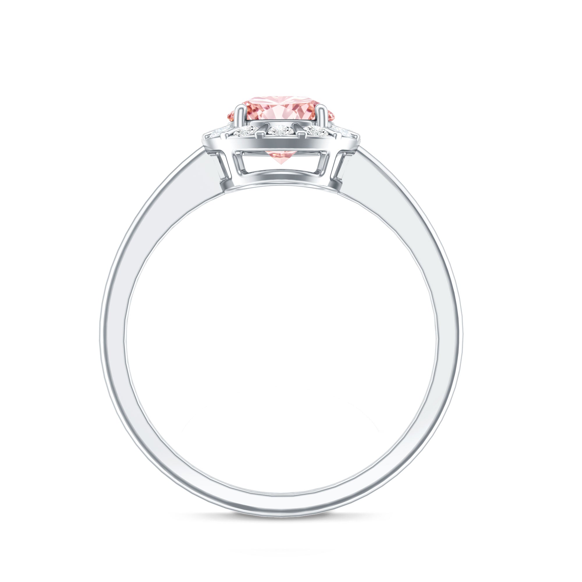 Fancy Intense Pink Lab Grown Diamond Halo Engagement Ring with IGI Certificate Fancy Pink - VS1 - Rosec Jewels