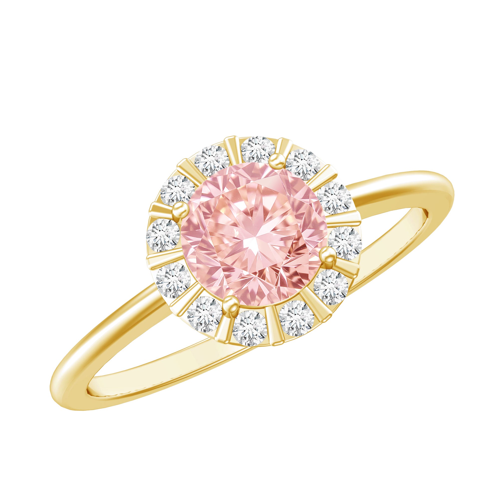 Fancy Intense Pink Lab Grown Diamond Halo Engagement Ring with IGI Certificate Fancy Pink - VS1 - Rosec Jewels