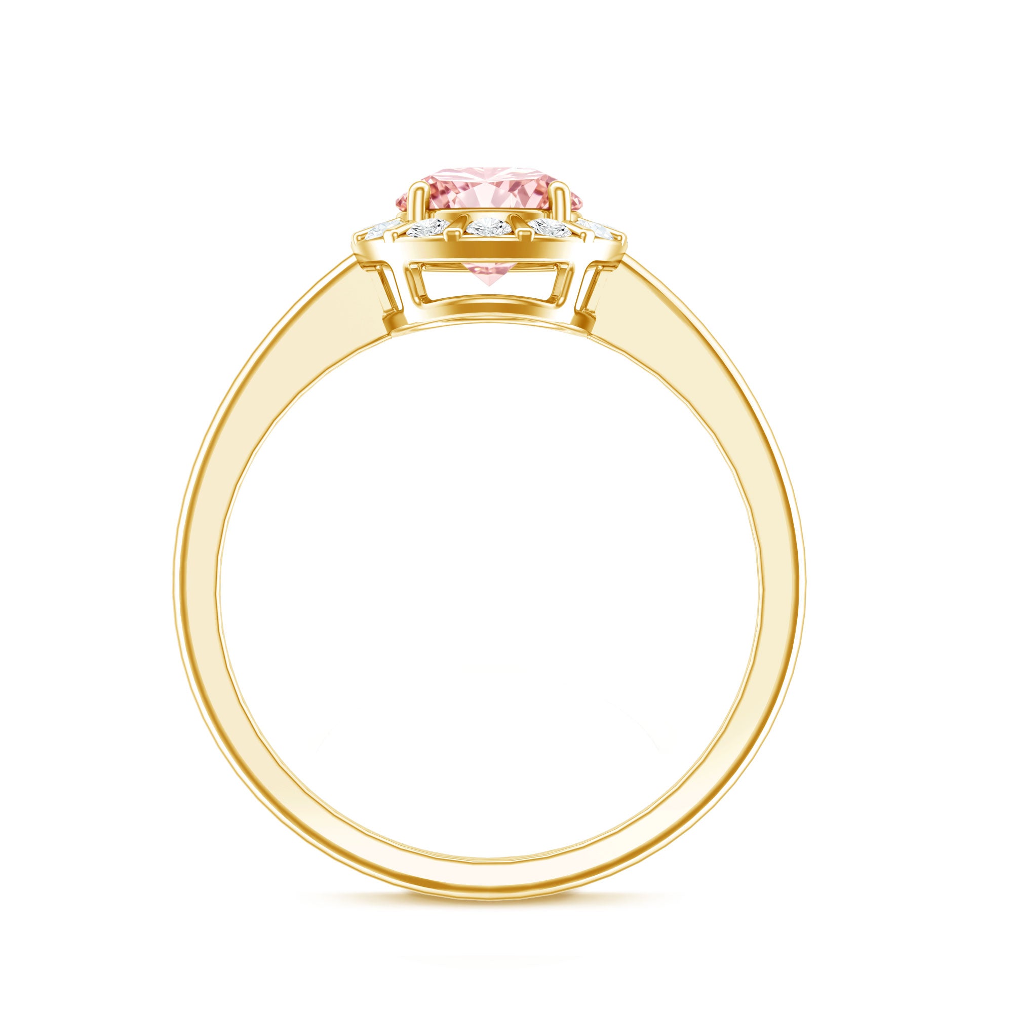 Fancy Intense Pink Lab Grown Diamond Halo Engagement Ring with IGI Certificate Fancy Pink - VS1 - Rosec Jewels