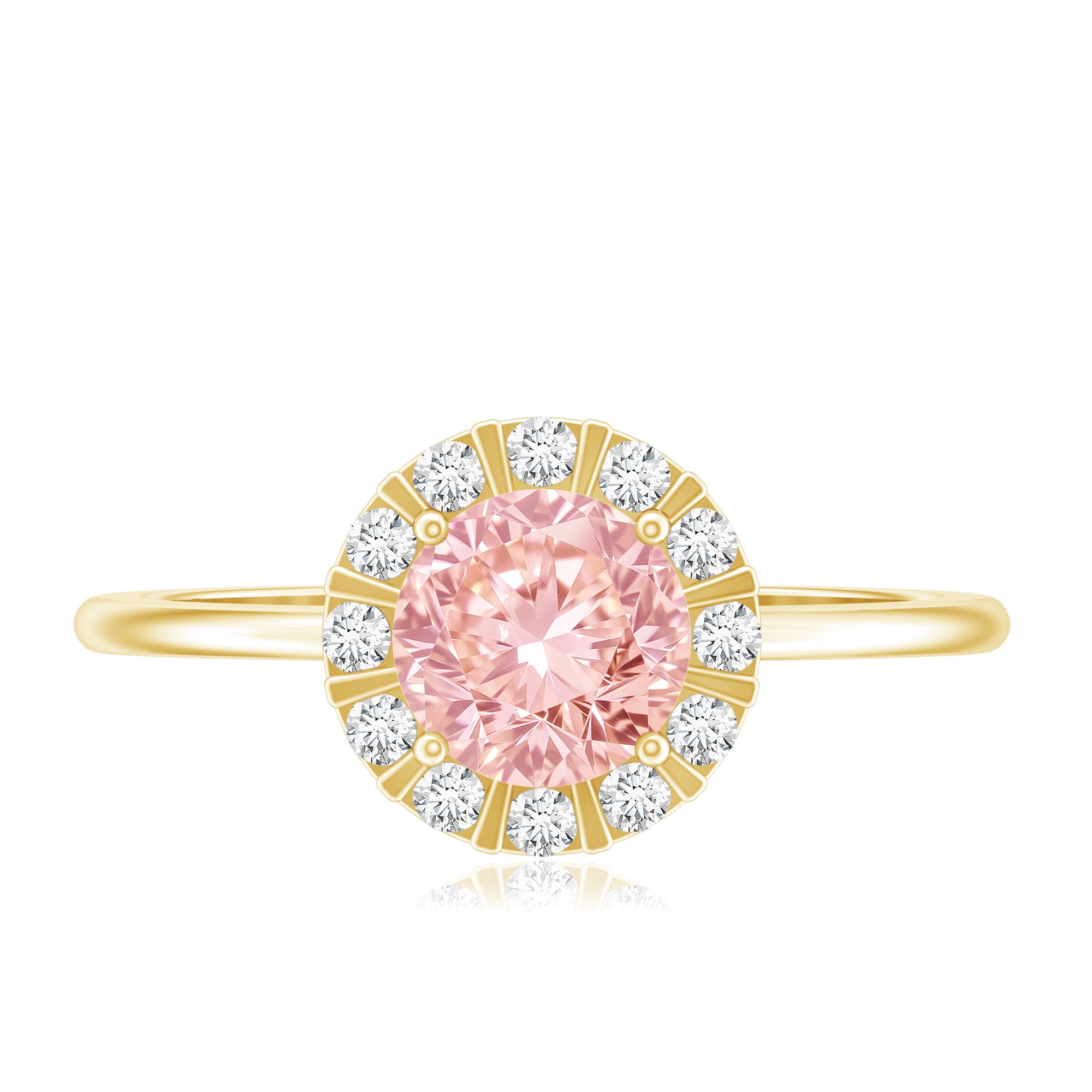 Fancy Intense Pink Lab Grown Diamond Halo Engagement Ring with IGI Certificate Fancy Pink - VS1 - Rosec Jewels