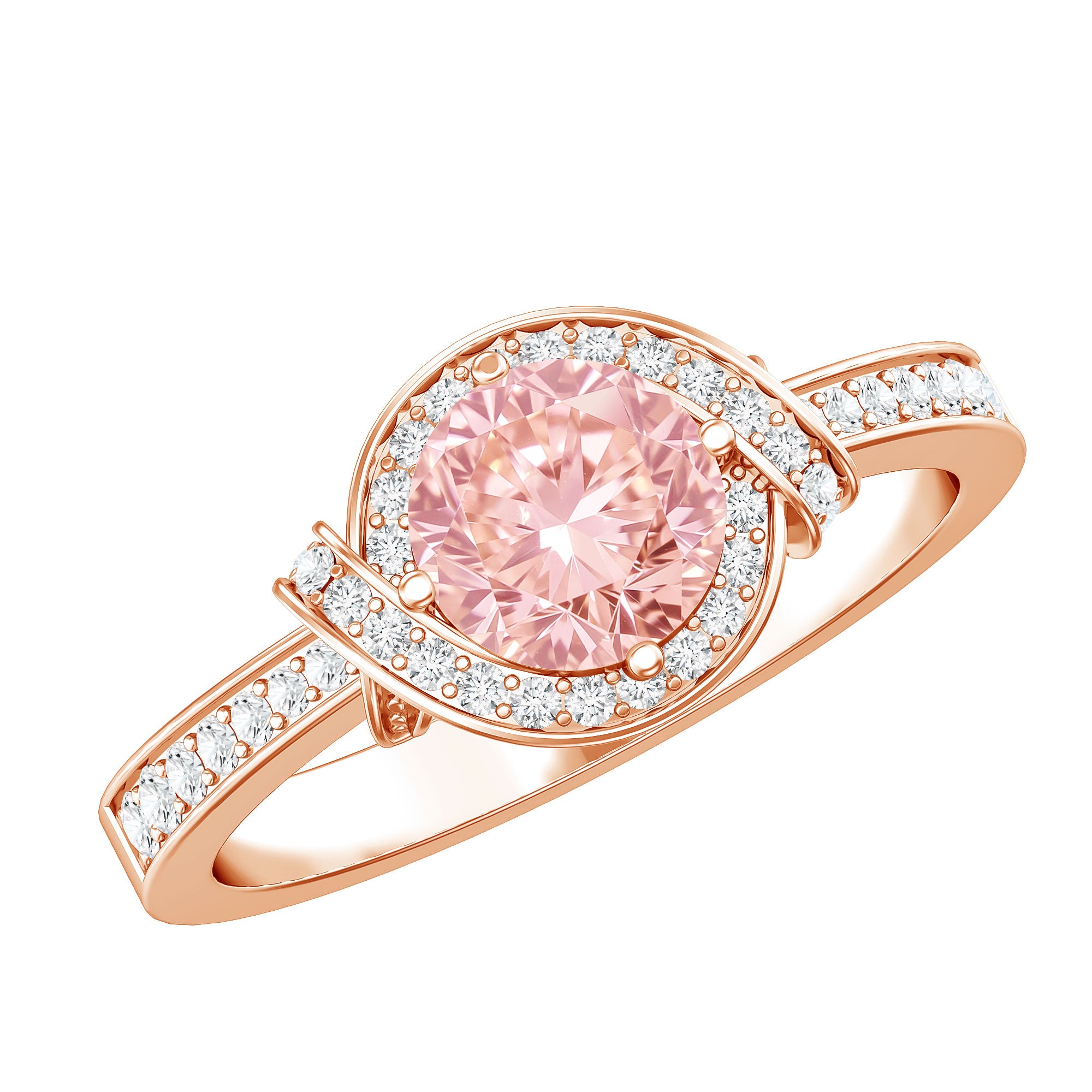 IGI Certified Lab Grown Pink Diamond Halo Engagement Ring for Women E-VS1 - Rosec Jewels