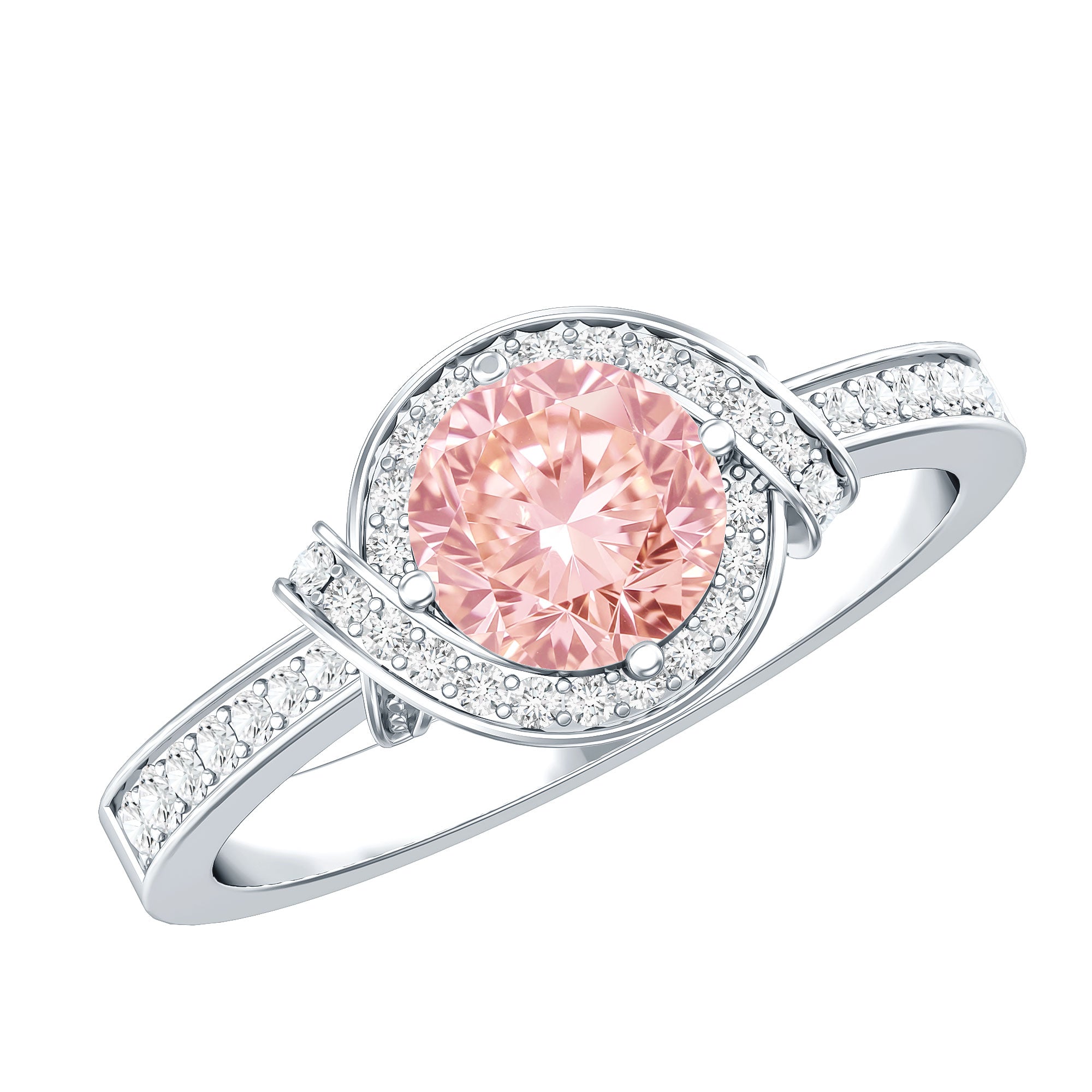 IGI Certified Lab Grown Pink Diamond Halo Engagement Ring for Women E-VS1 - Rosec Jewels