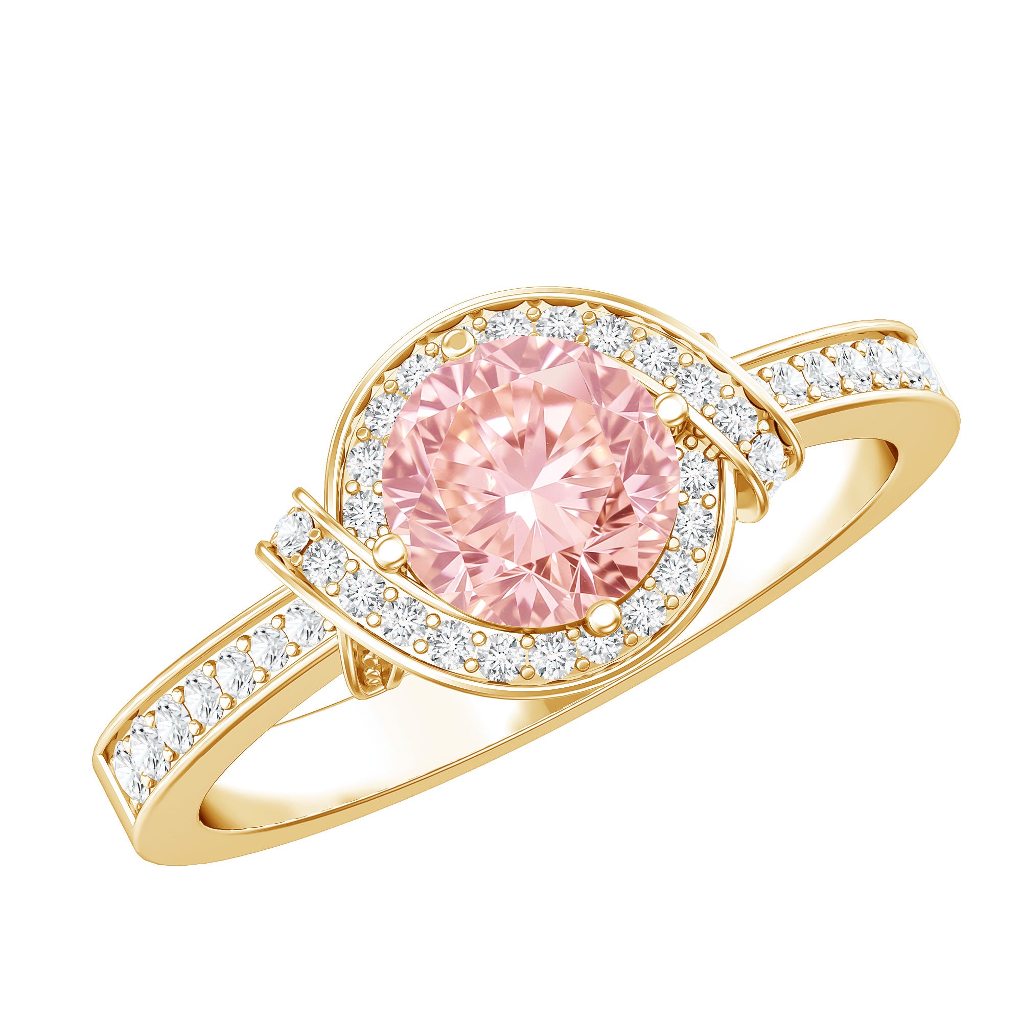 IGI Certified Lab Grown Pink Diamond Halo Engagement Ring for Women Fancy Pink - VS1 - Rosec Jewels