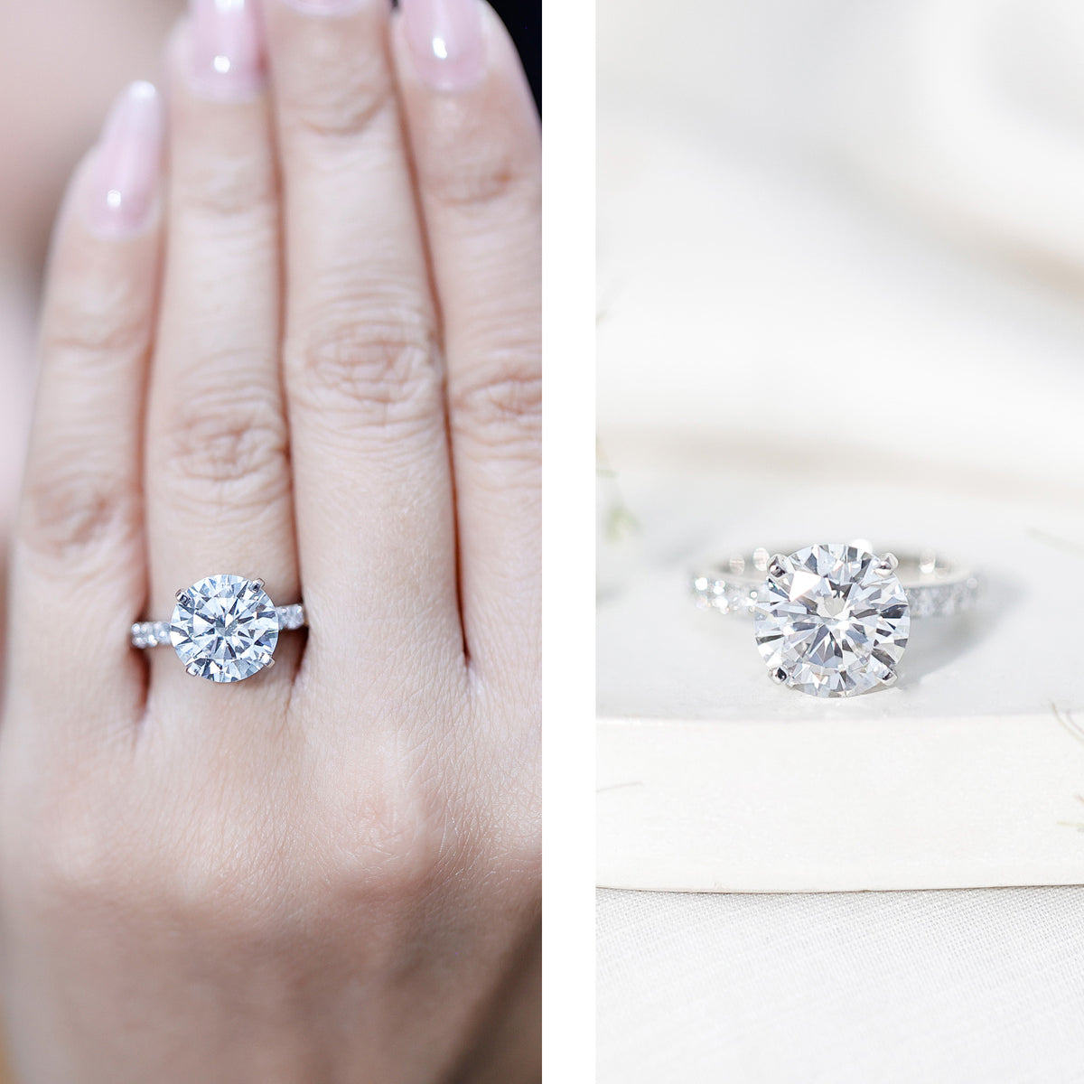 Lab Grown 4 Carat Diamond Solitaire Engagement Ring with IGI Certificate Lab - ( E-VS1 ) - Rosec Jewels