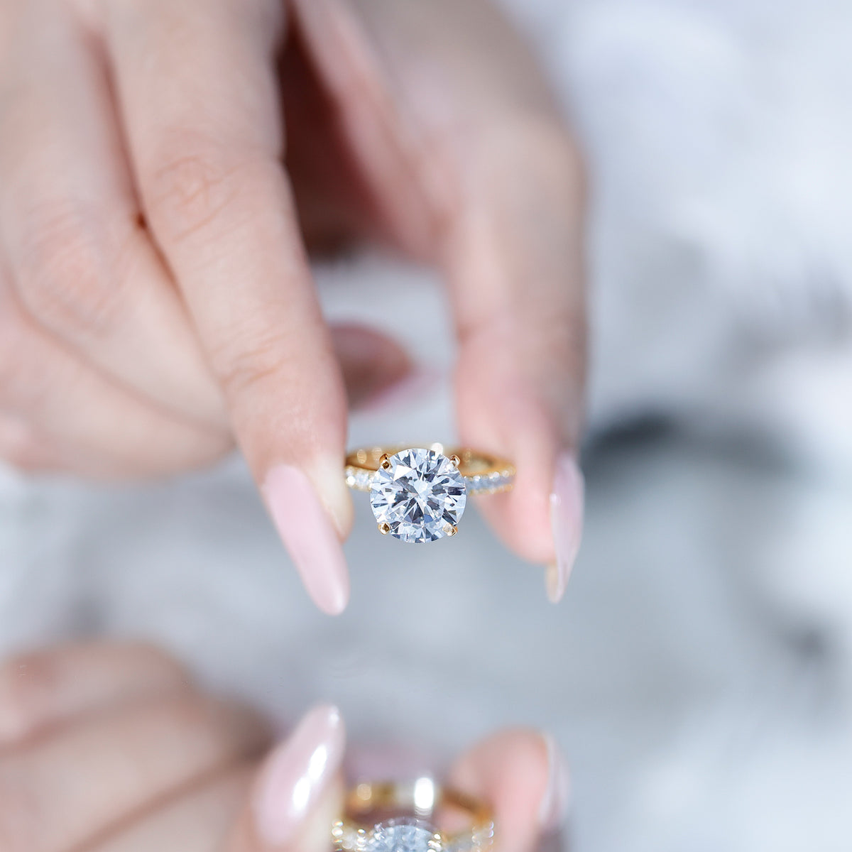 Lab Grown 4 Carat Diamond Solitaire Engagement Ring with IGI Certificate Lab - ( E-VS1 ) - Rosec Jewels