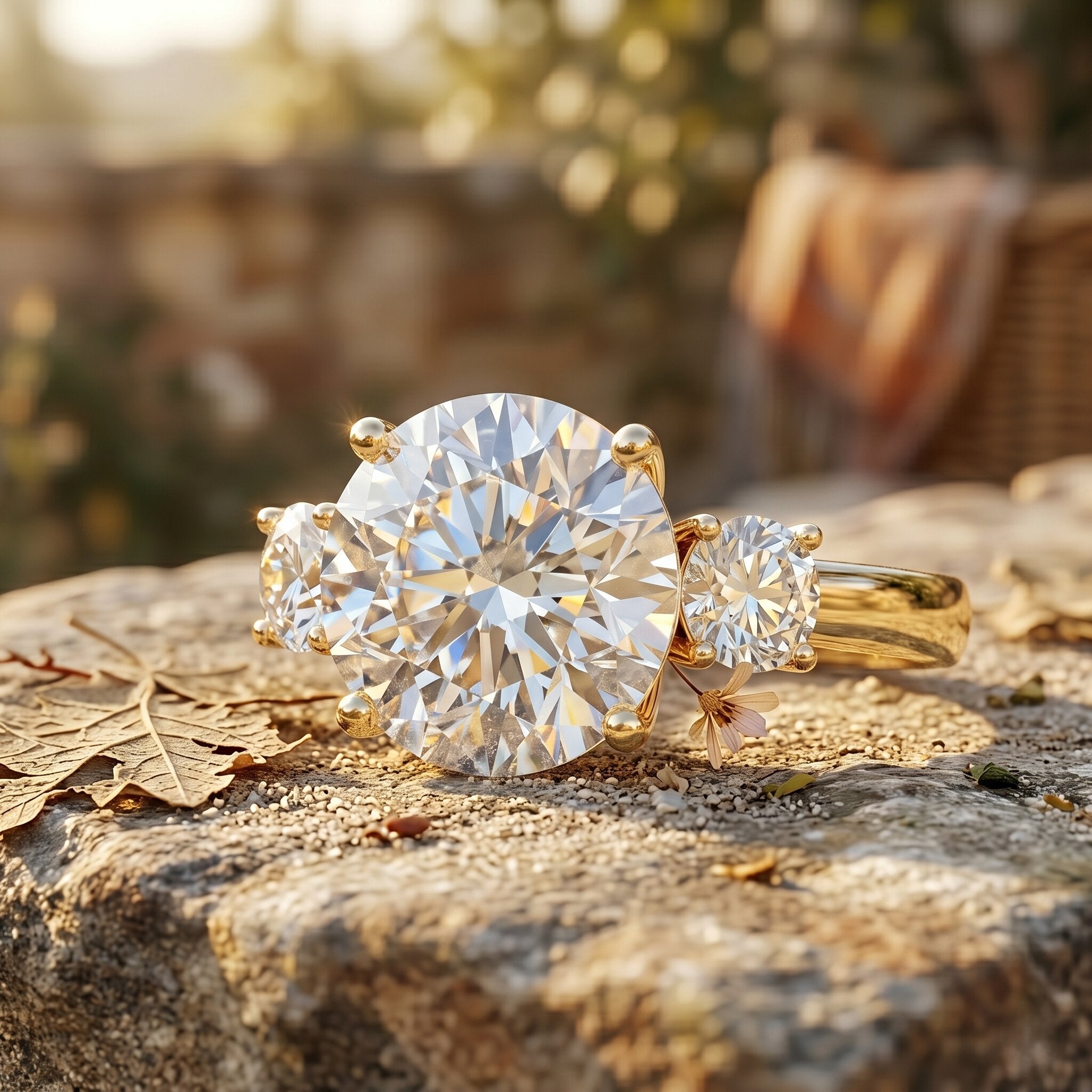 Lab Grown Diamond 3 Stone Engagement Ring With IGI Certificate Lab - ( E-VS1 ) - Rosec Jewels