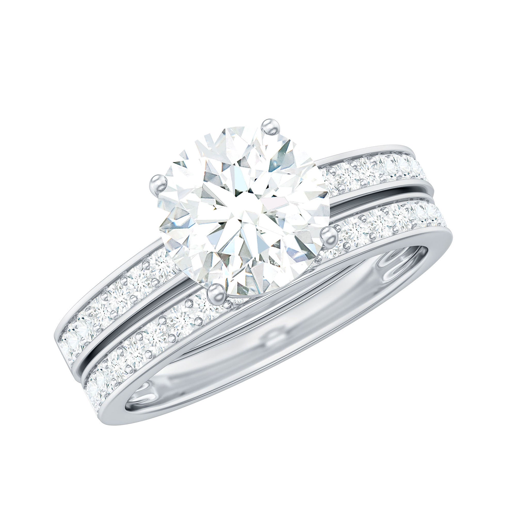 Certified 8 MM Moissanite Solitaire Wedding Ring Set