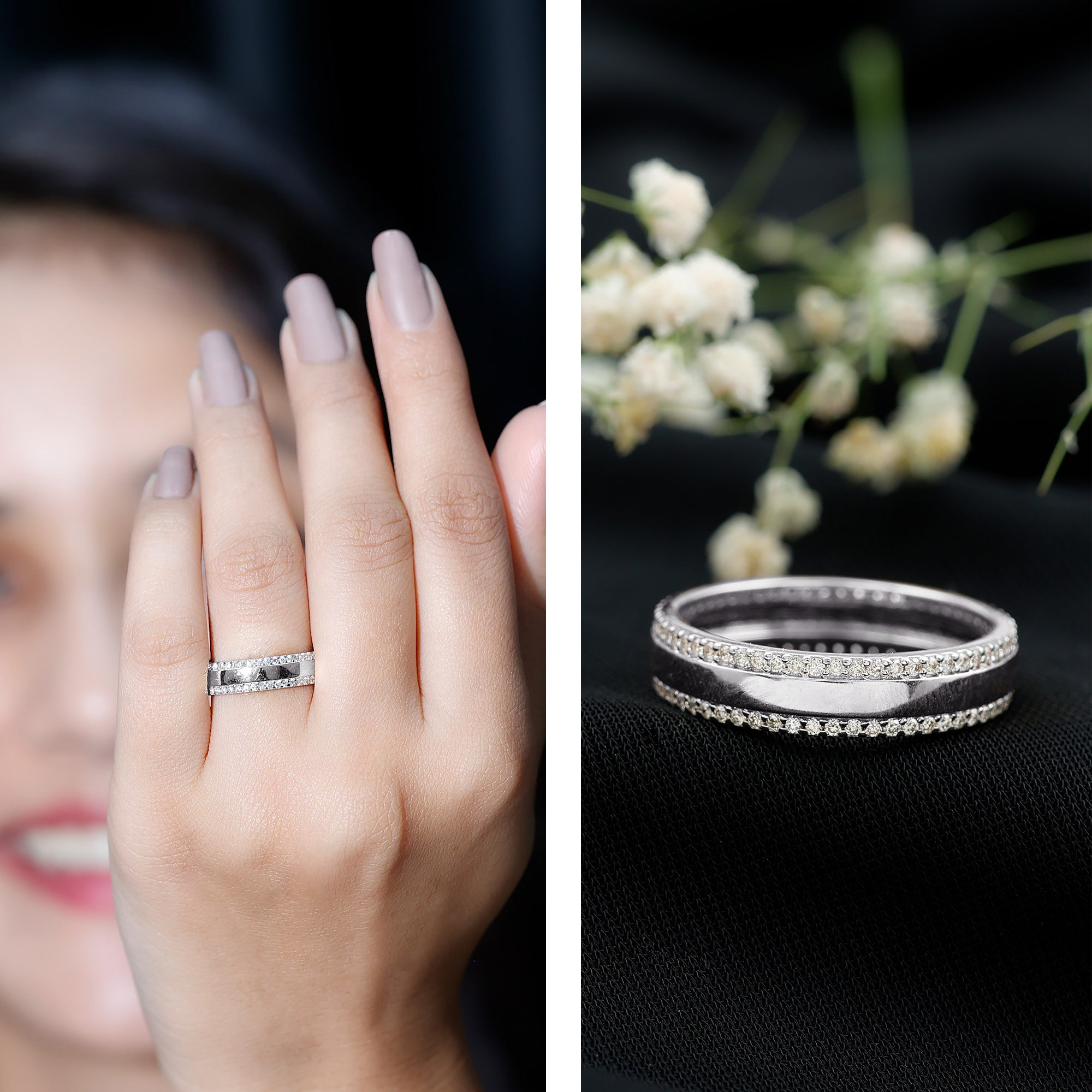 Natural Certified Diamond Wedding Band Natural - ( HI-SI ) - Rosec Jewels