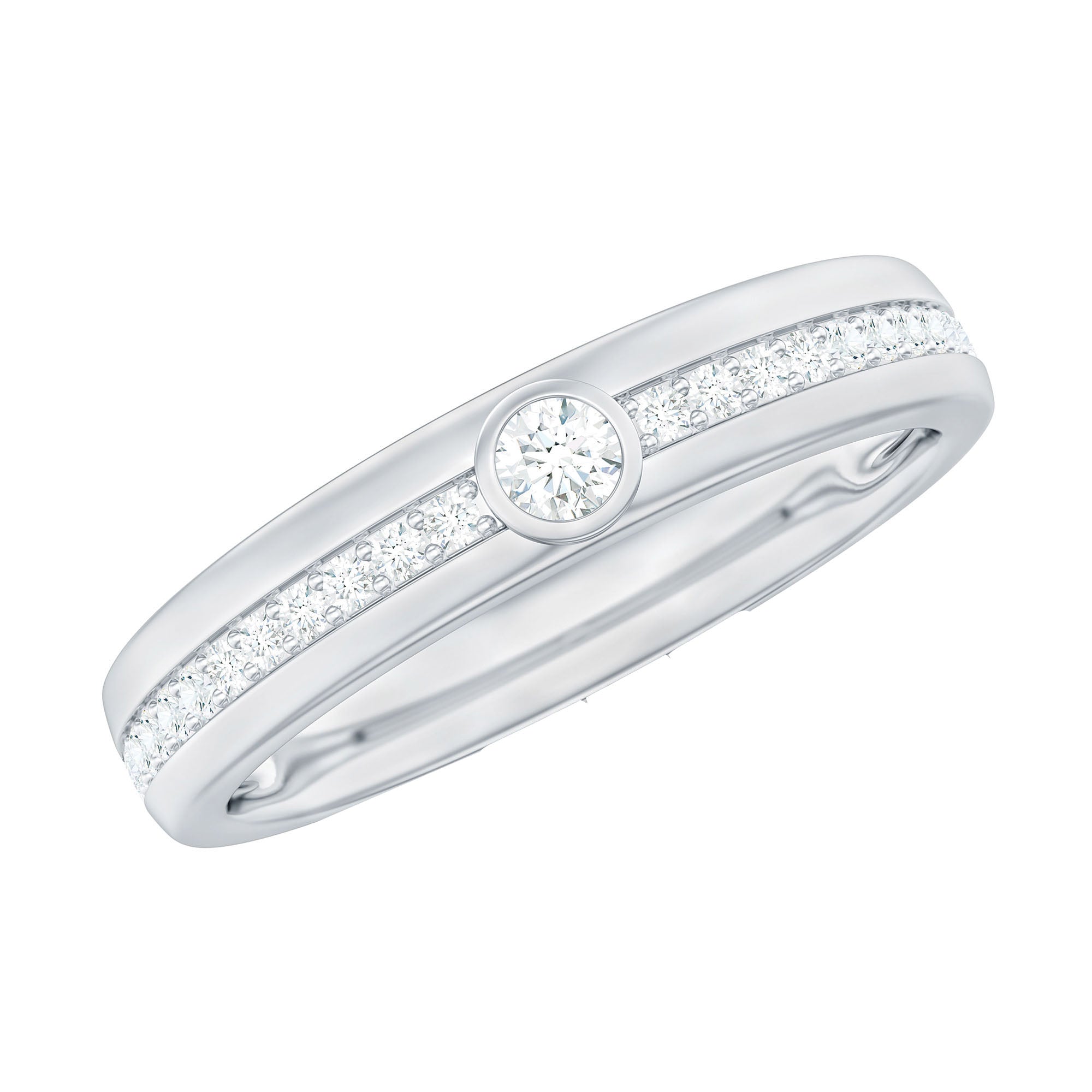 Bezel Set Diamond Unisex Wedding Band