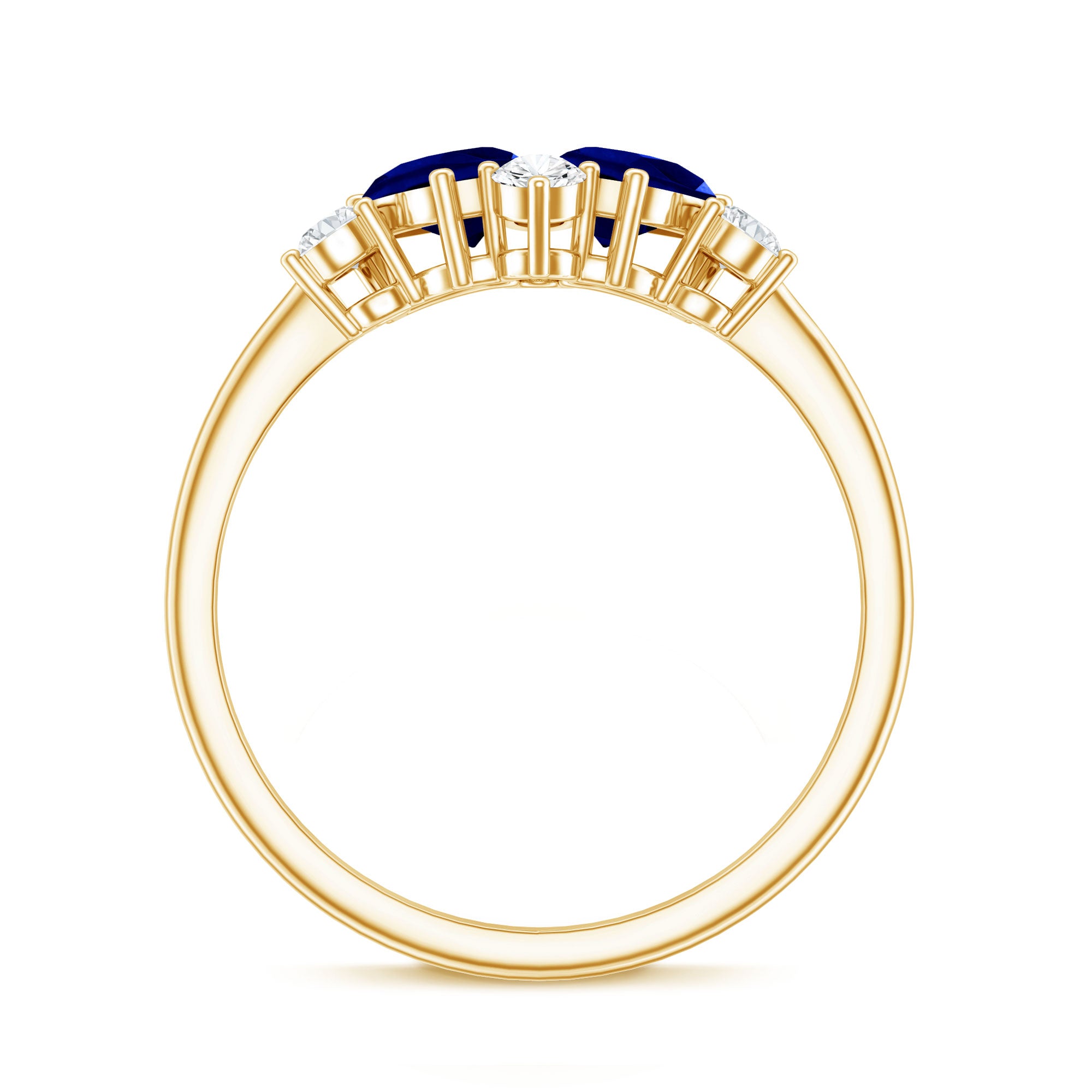 Lab Created Blue Sapphire and Diamond Cluster Ring AAAA - Rosec Jewels