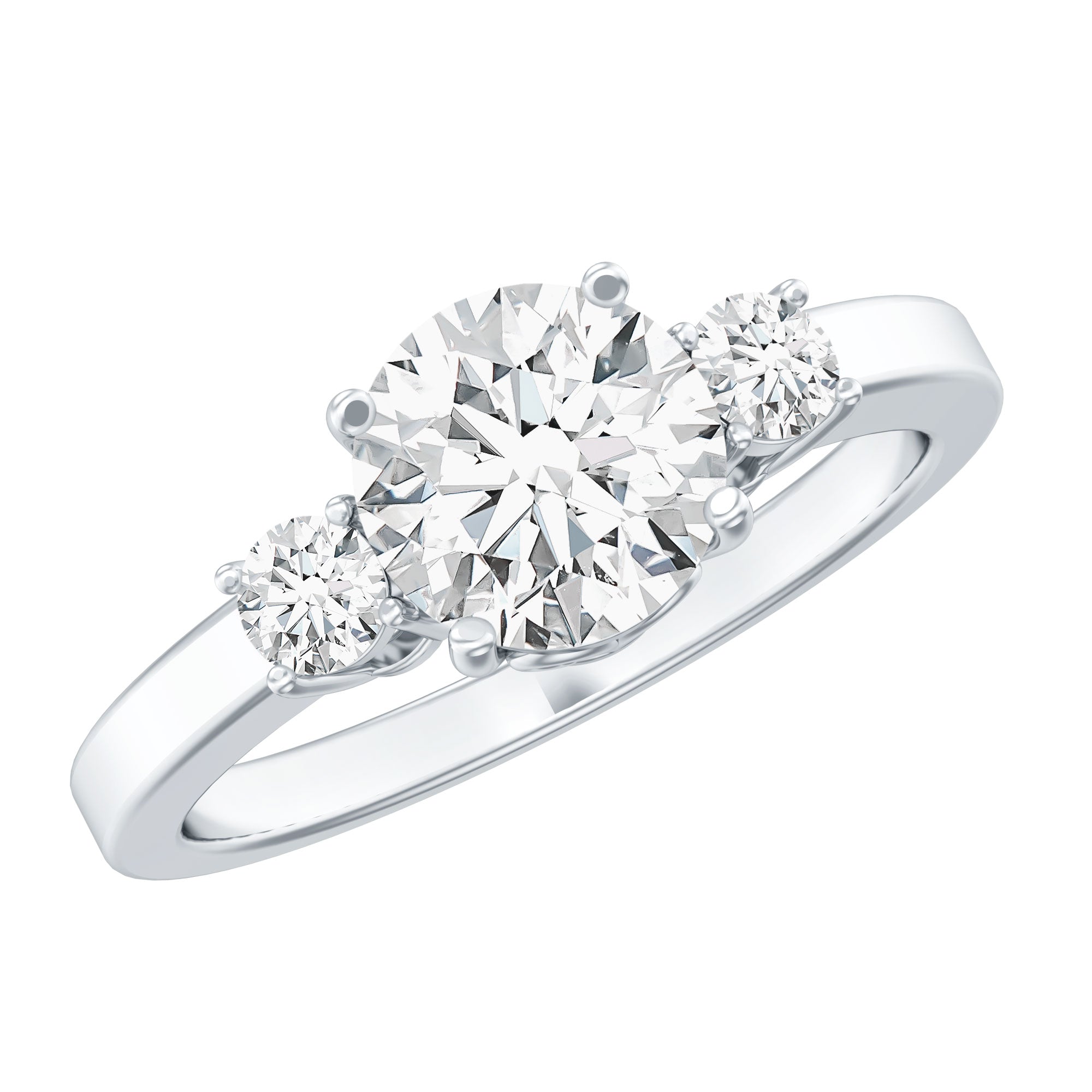 Moissanite Three Stone Round Engagement ring