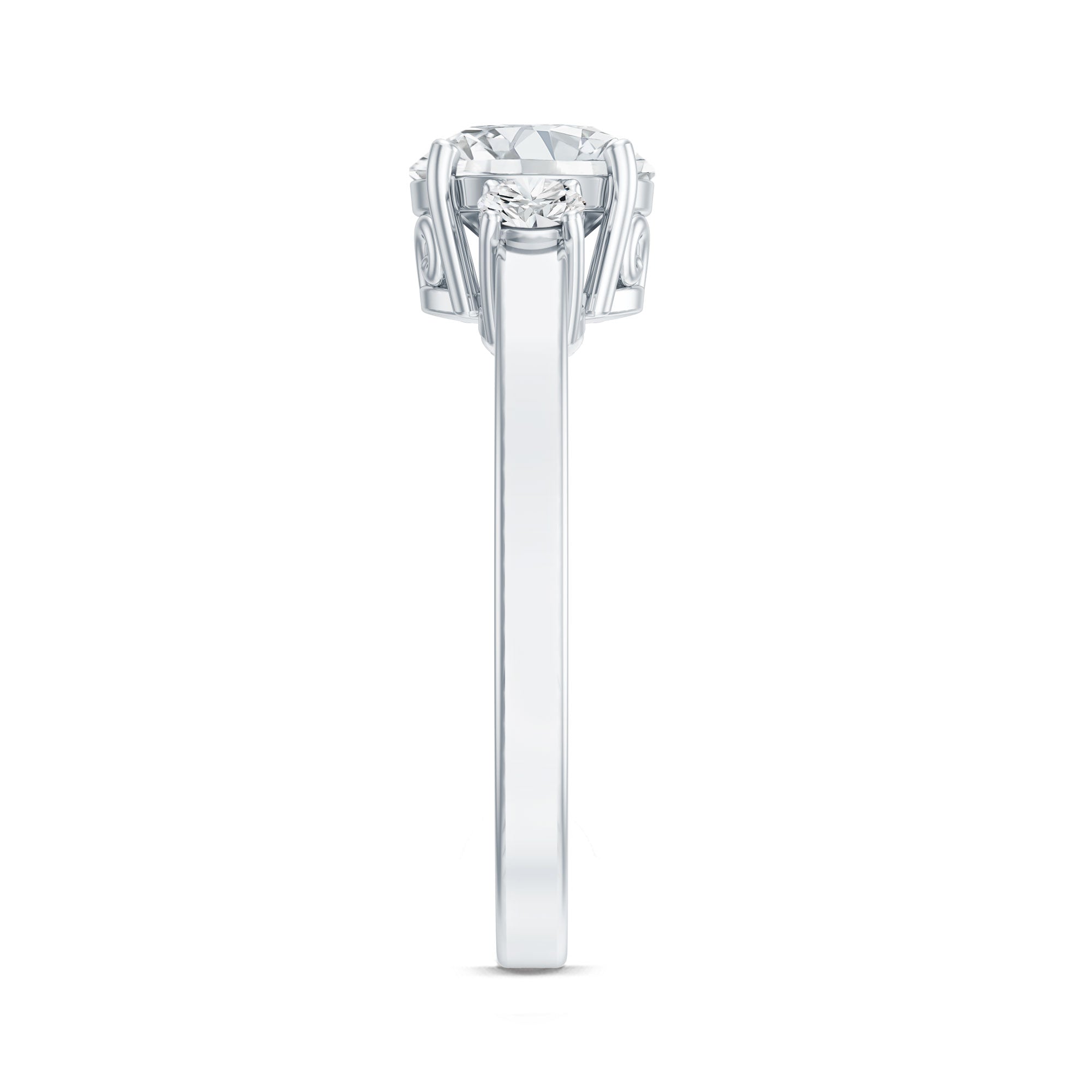Moissanite Three Stone Round Engagement ring D-VS1 - Rosec Jewels