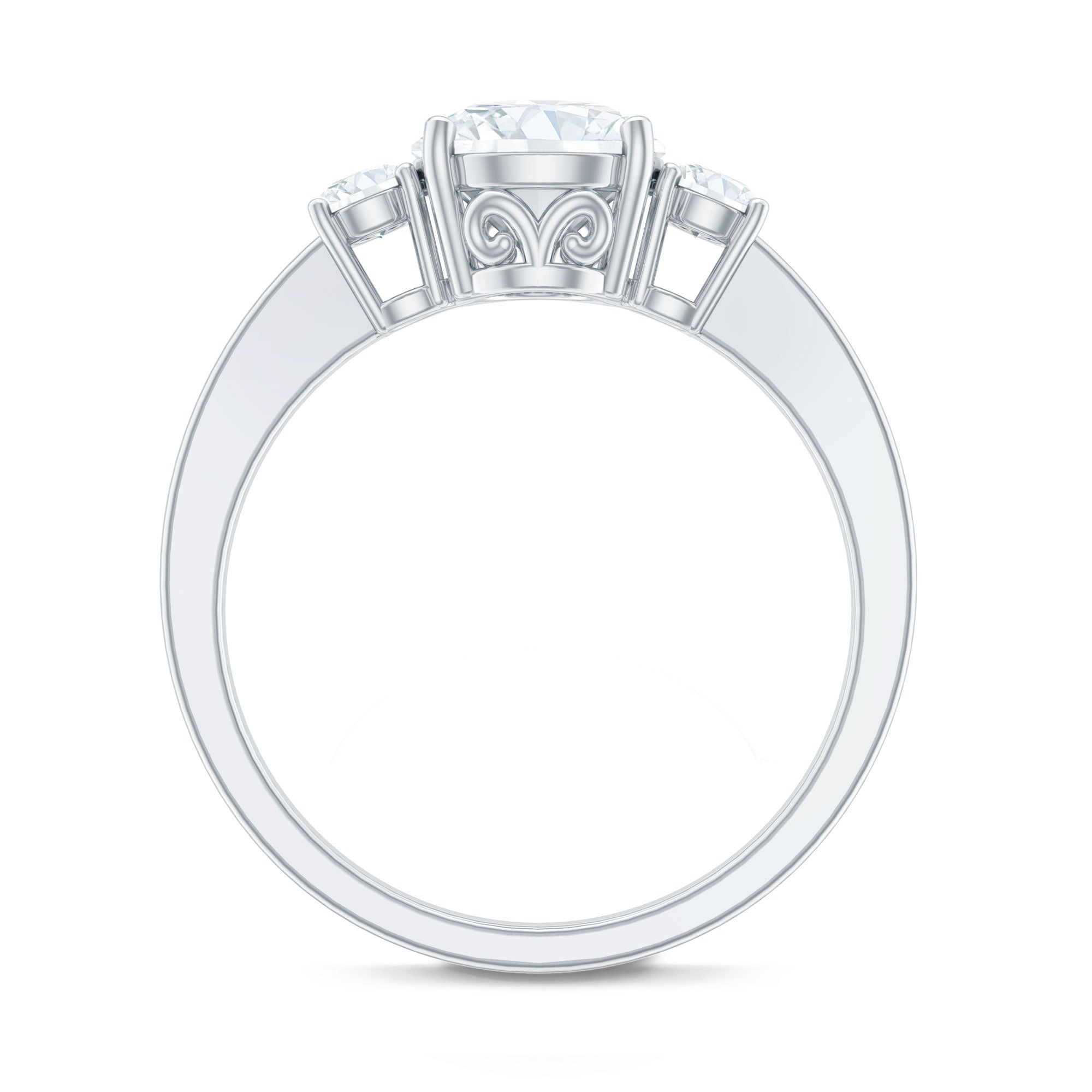 Moissanite Three Stone Round Engagement ring D-VS1 - Rosec Jewels