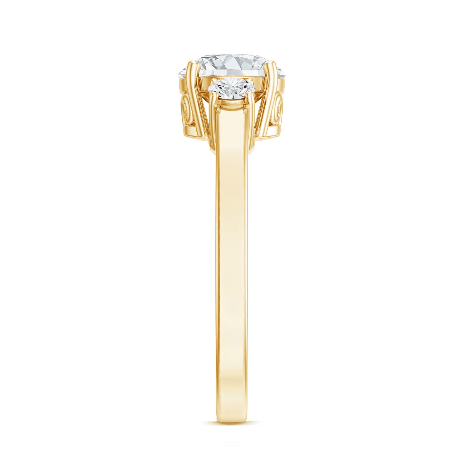 Moissanite Three Stone Round Engagement ring D-VS1 - Rosec Jewels