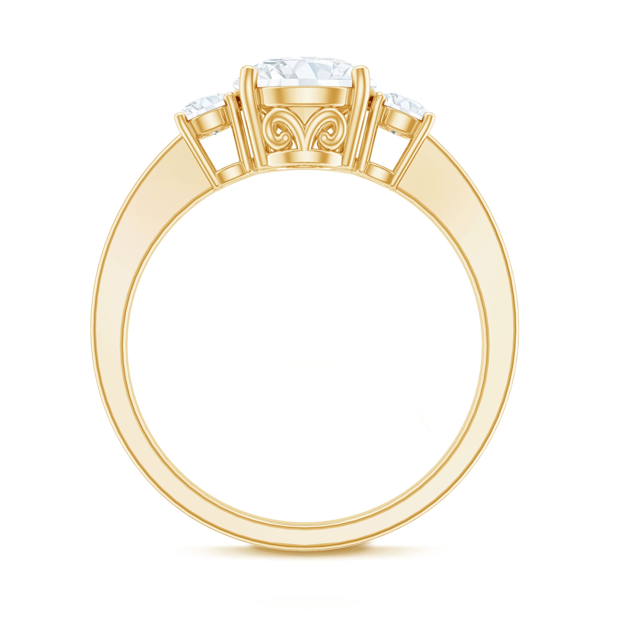 Moissanite Three Stone Round Engagement ring D-VS1 - Rosec Jewels